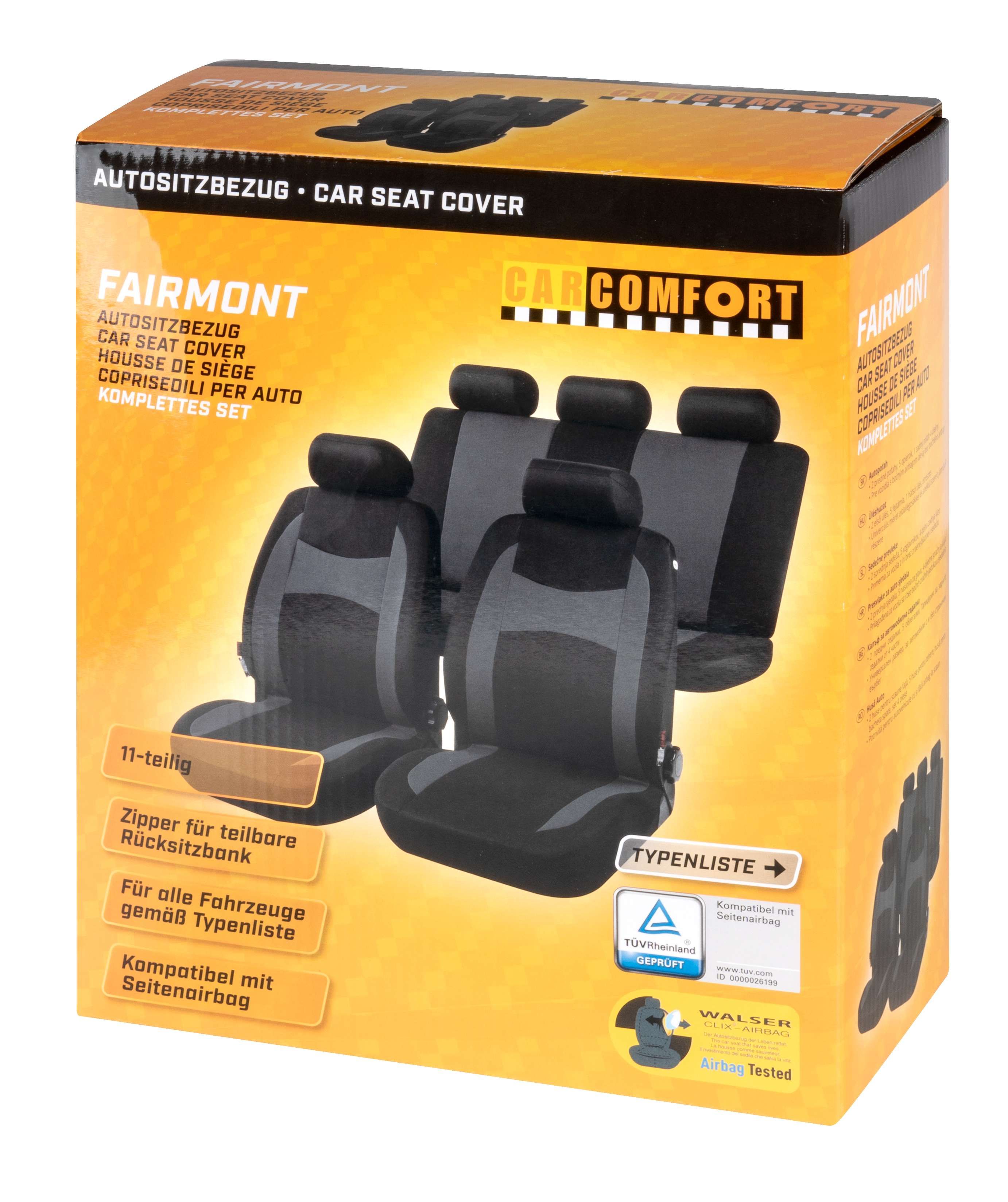 9001778134189_002 Autositzbezug Fairmont grau Komplettset in Verpackung