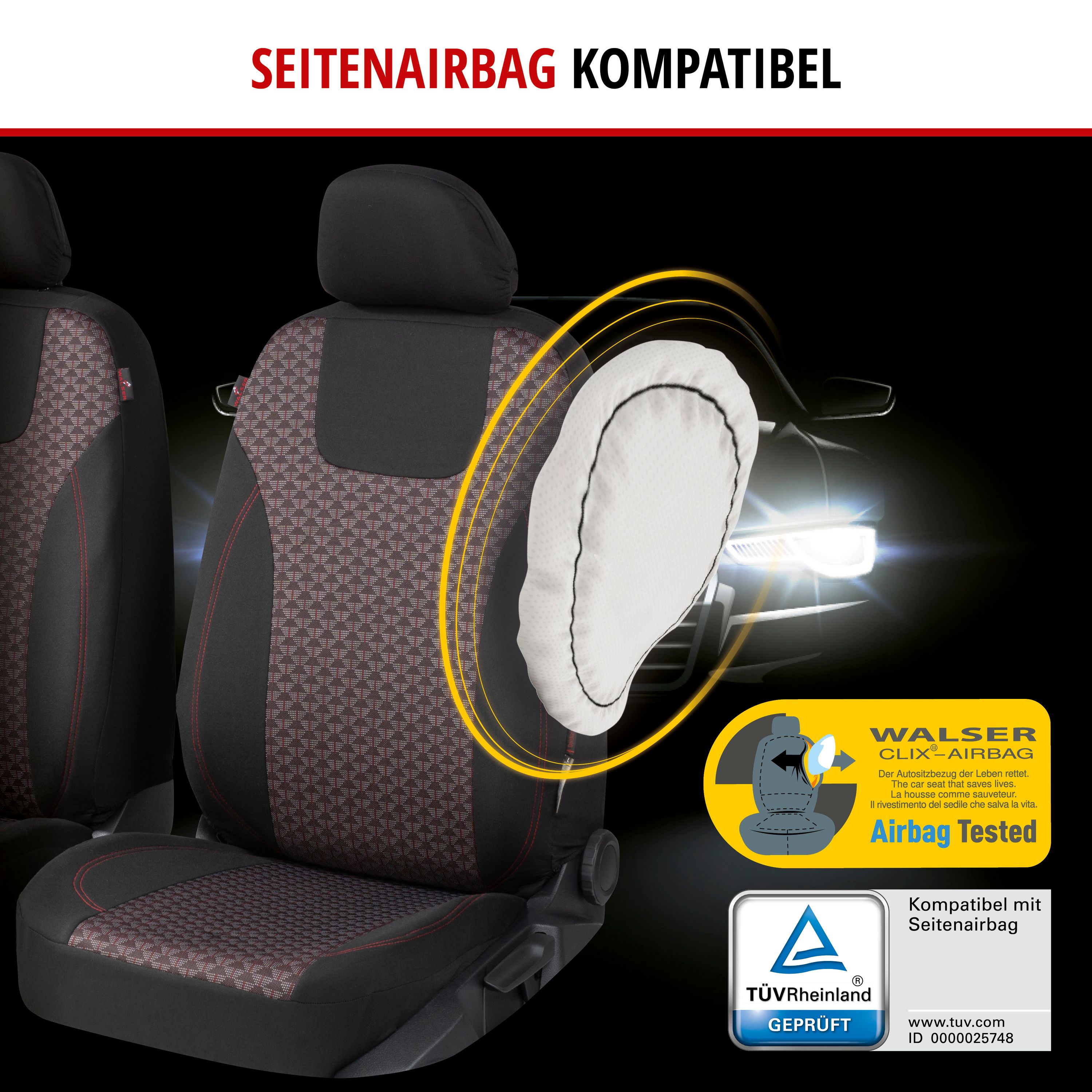 Autositzbezug Redring für zwei Vordersitze Detailansicht