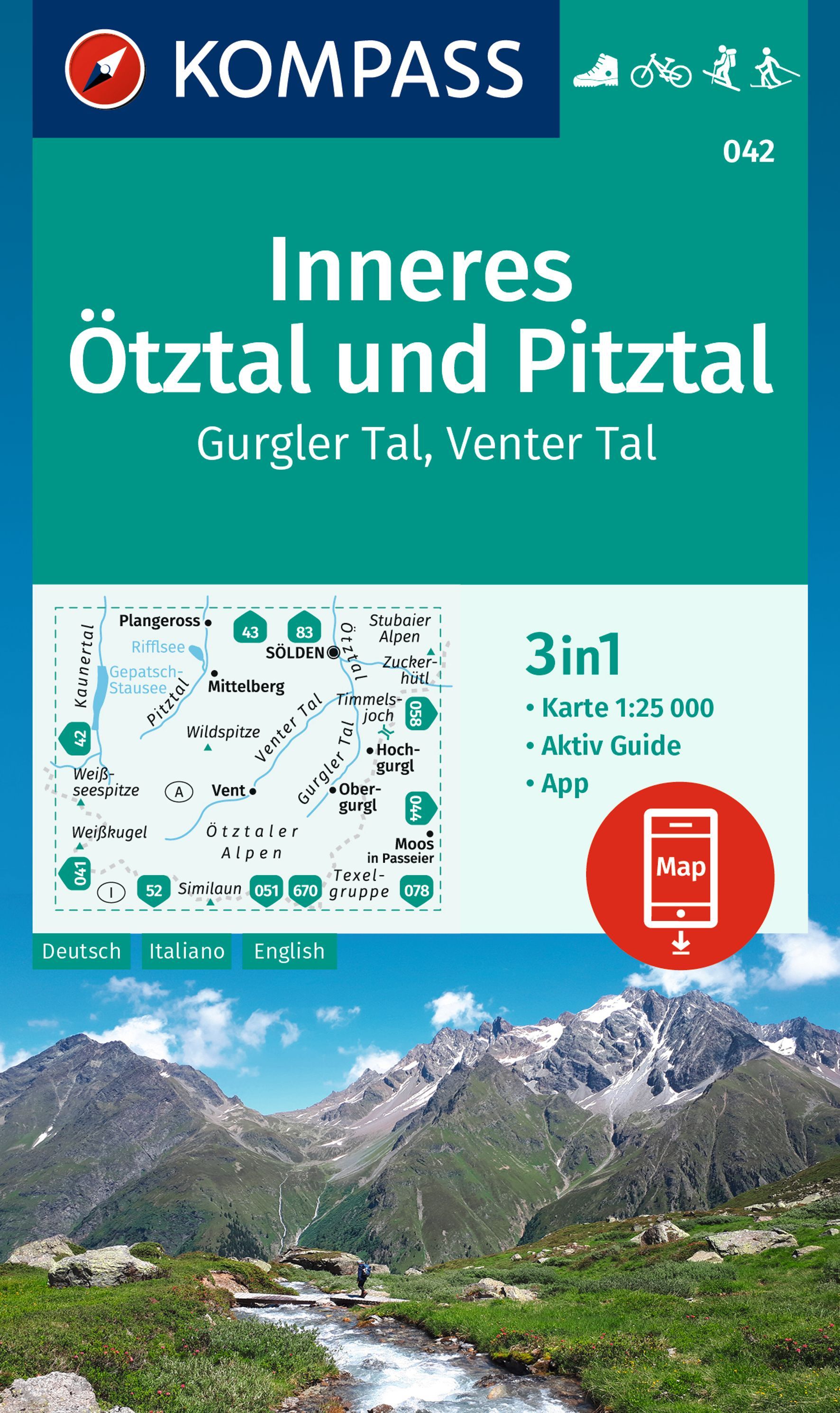 9783991218777 Cover Kompass Wanderkarte Immeres Ötztal und Pitztal
