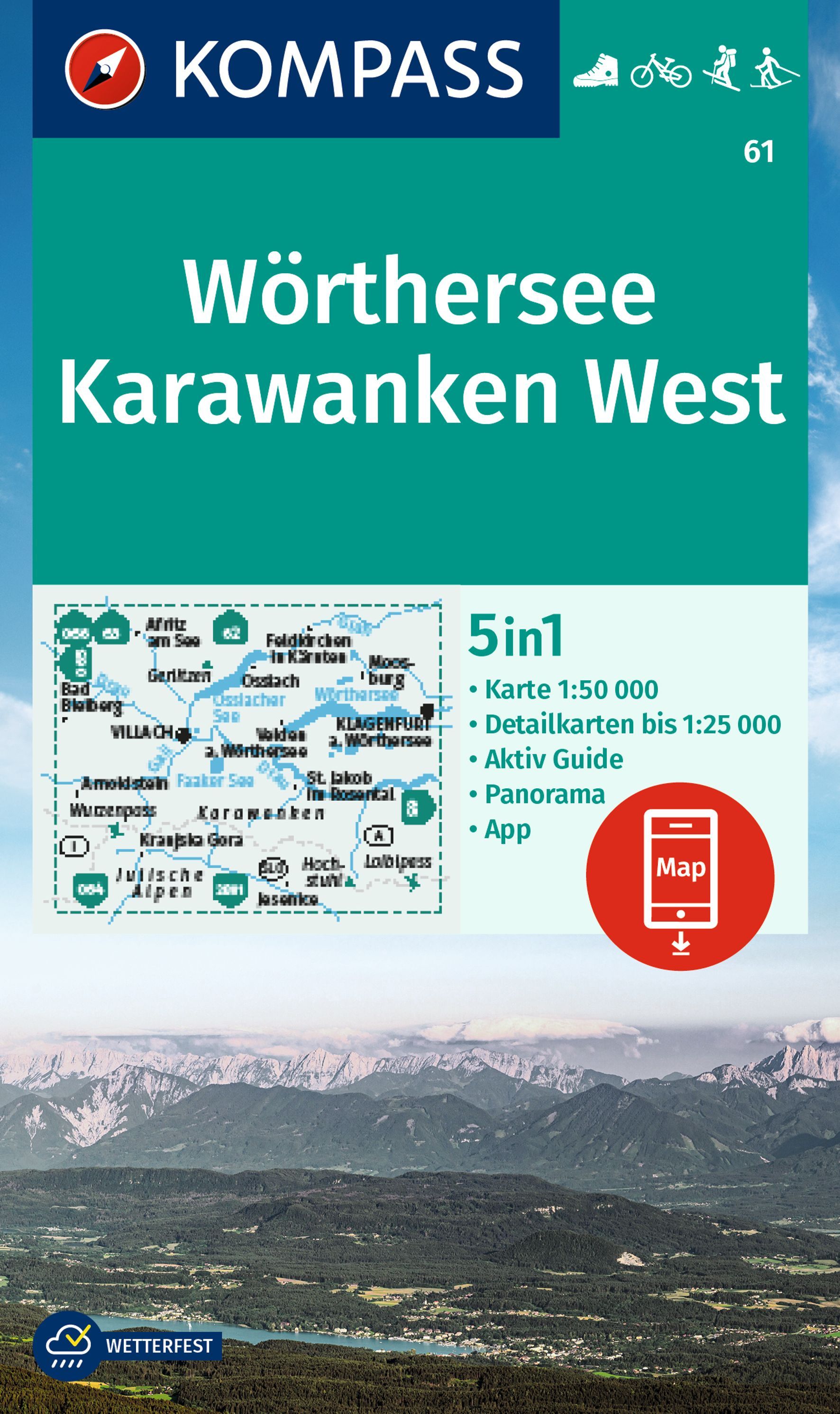 9783991215110 Cover Kompass Wanderkarte Wörthersee, Karawanken West