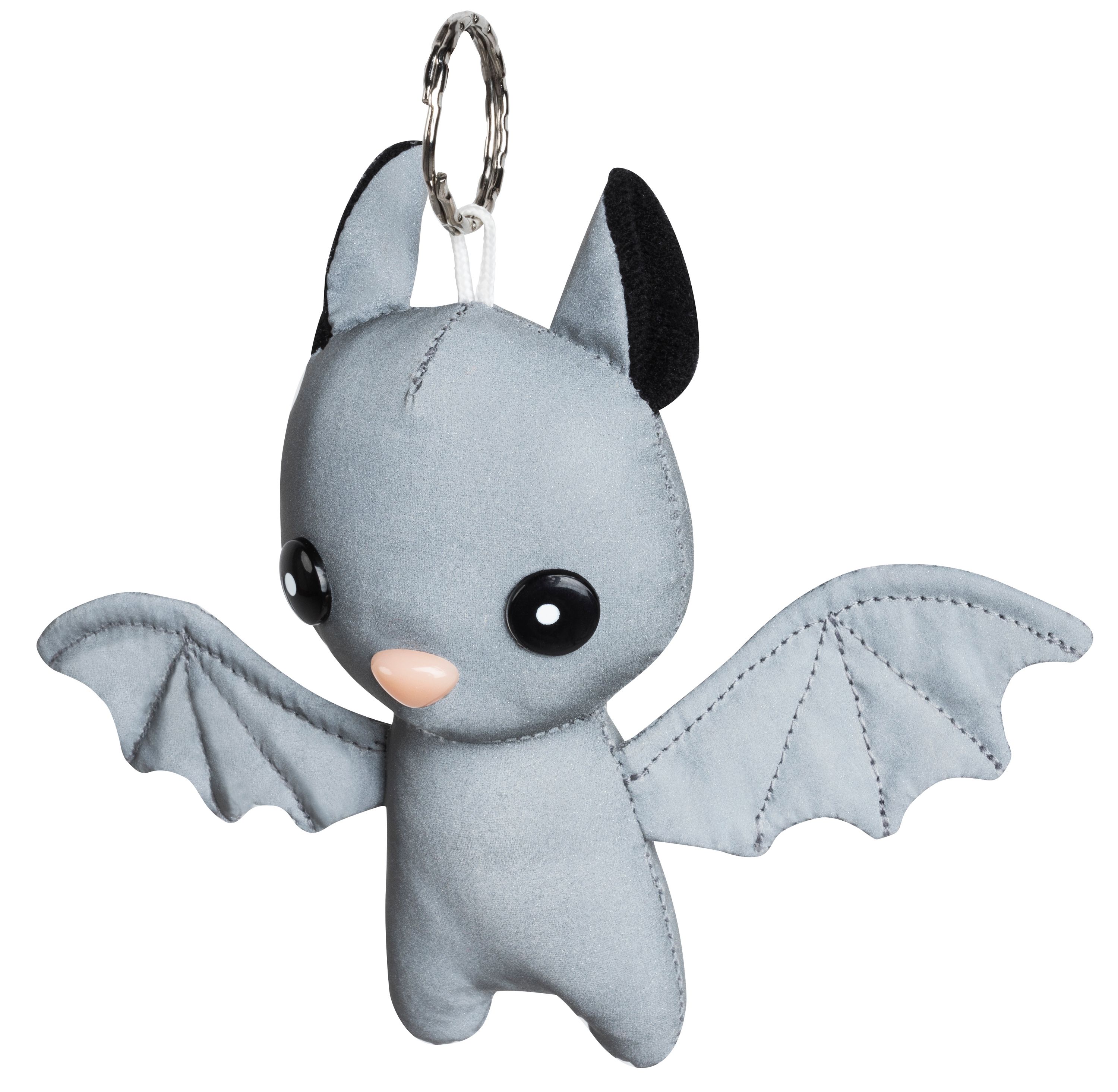 Bat, Keychain, Soft toy, Grey, Winged
