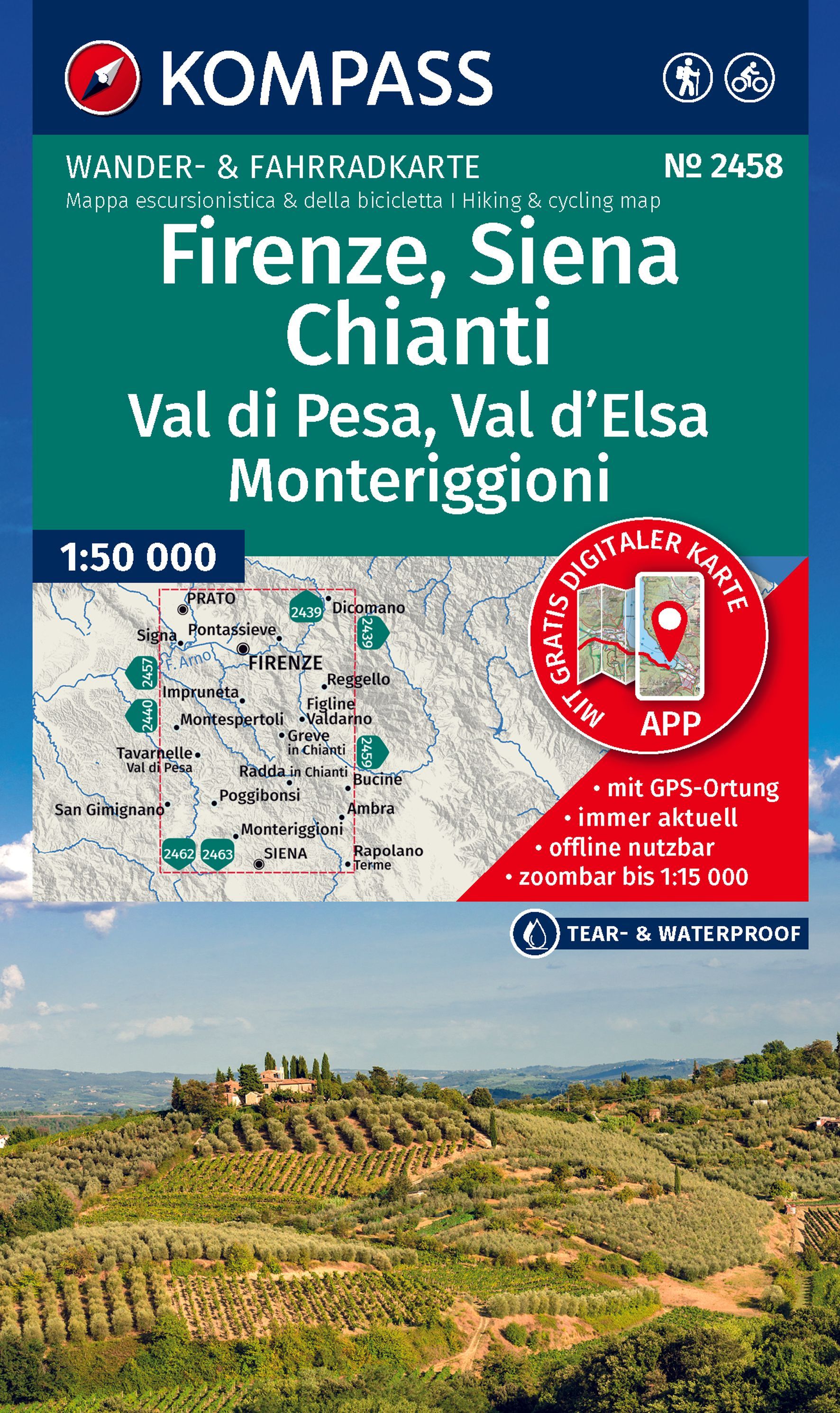 Karte, Wanderkarte, Firenze, Chianti, Val di Pesa
