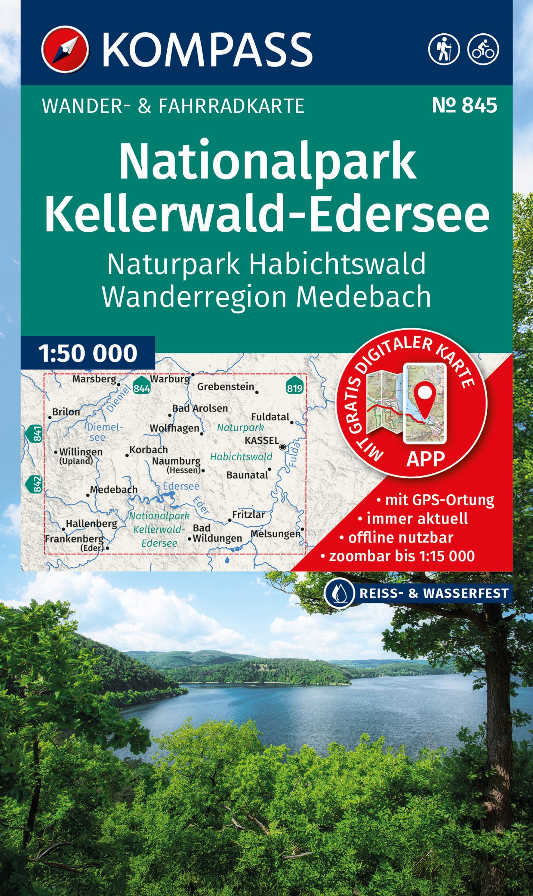 Nationalpark, Kellerwald-Edersee, Naturpark, Wanderkarte, Karte