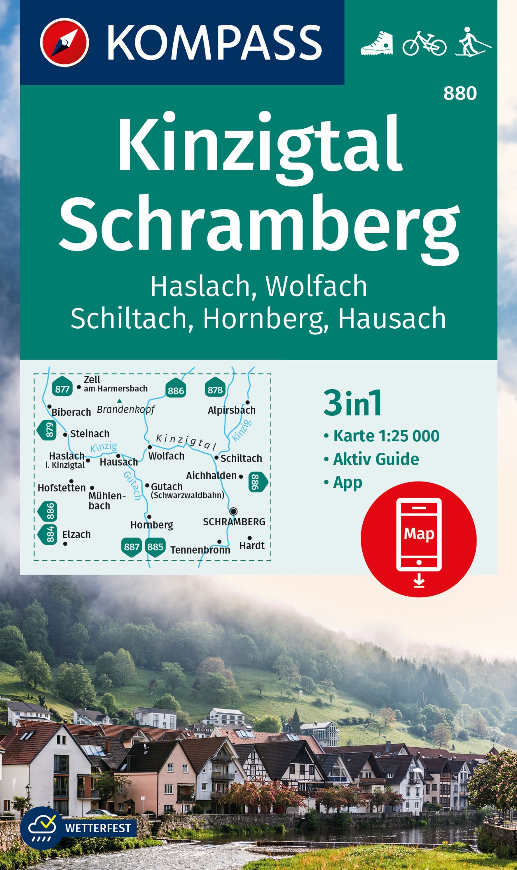 KOMPASS Wanderkarte 880 Kinzigtal Schramberg Werbung, Plakat, Auto, Fahrzeug, Nachbarschaft