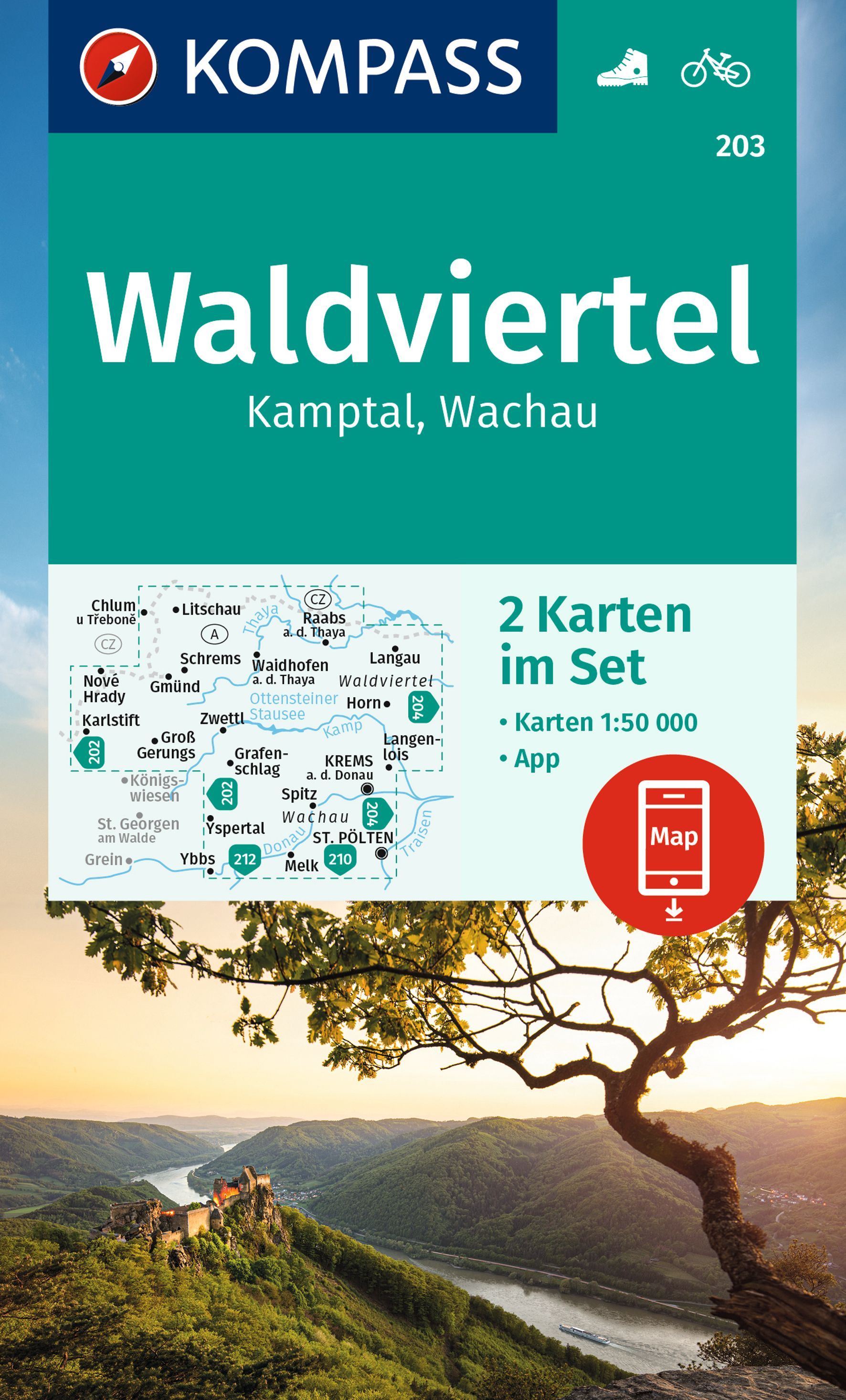 9783991214564 Cover Kompass Wanderkarte Waldviertel