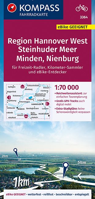 9783991211785 Cover Kompass Fahrradkarte Region Hannover West, Steinhuder Meer, Minden, Nienburg