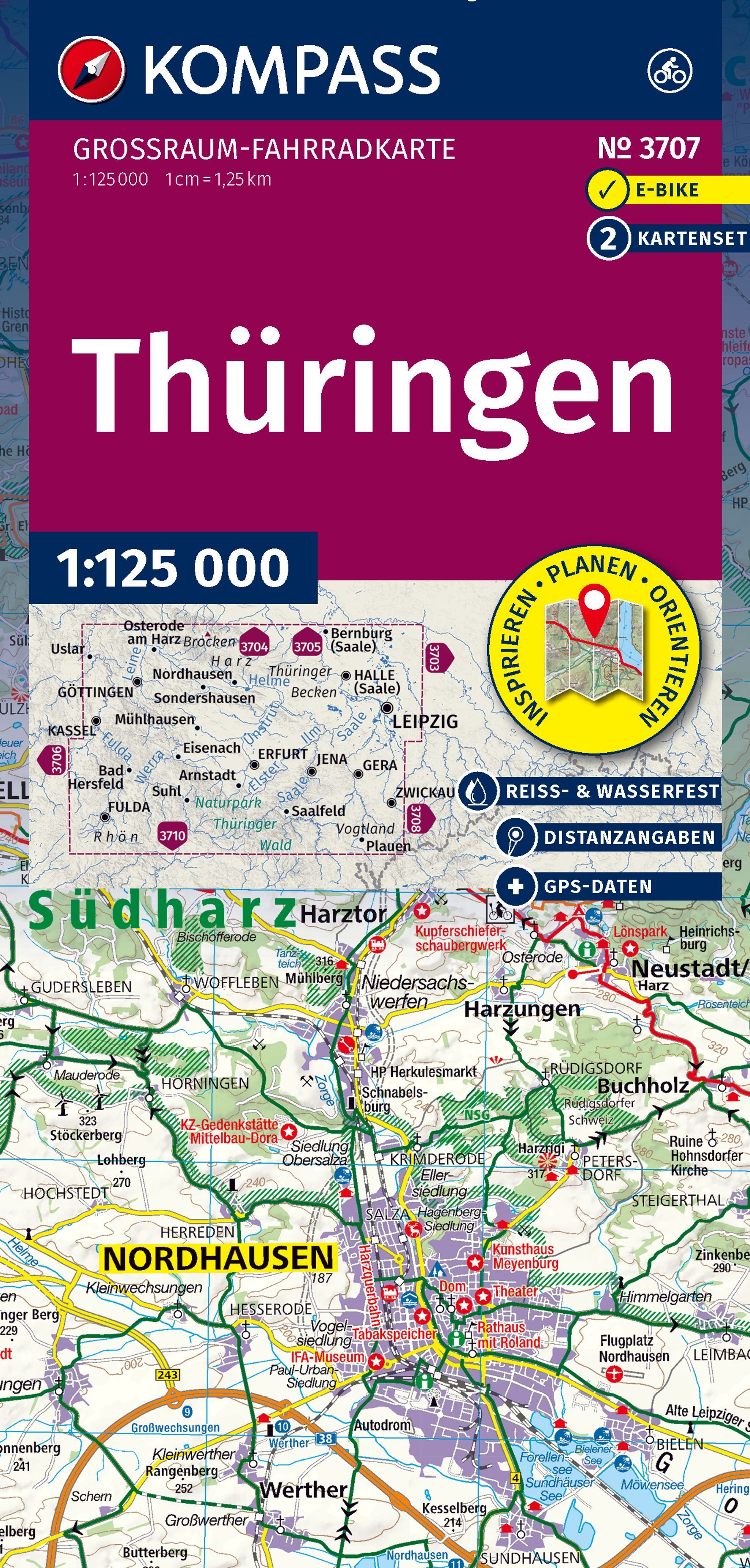 Kartenhülle, Fahrradkarte, Thüringen, GPS-Daten, Kartenschnitt