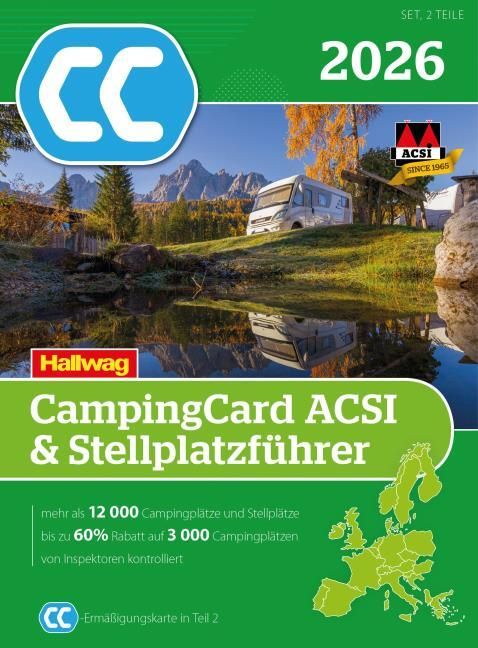 Cover Camping Card ACSI und Stellpaltzführer Wohnmobil an See