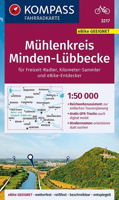 9783990446881 Cover Kompass Fahrradkarte Mühlenkreisen, Minden -Lübbecke