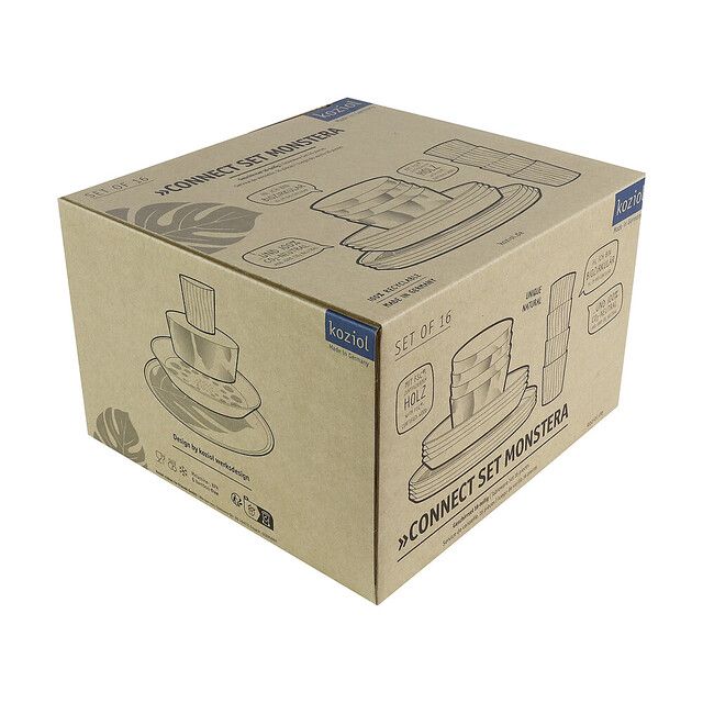 Kombi-Set, Monstera Muster, Abdeckbox, Verpackungskarton