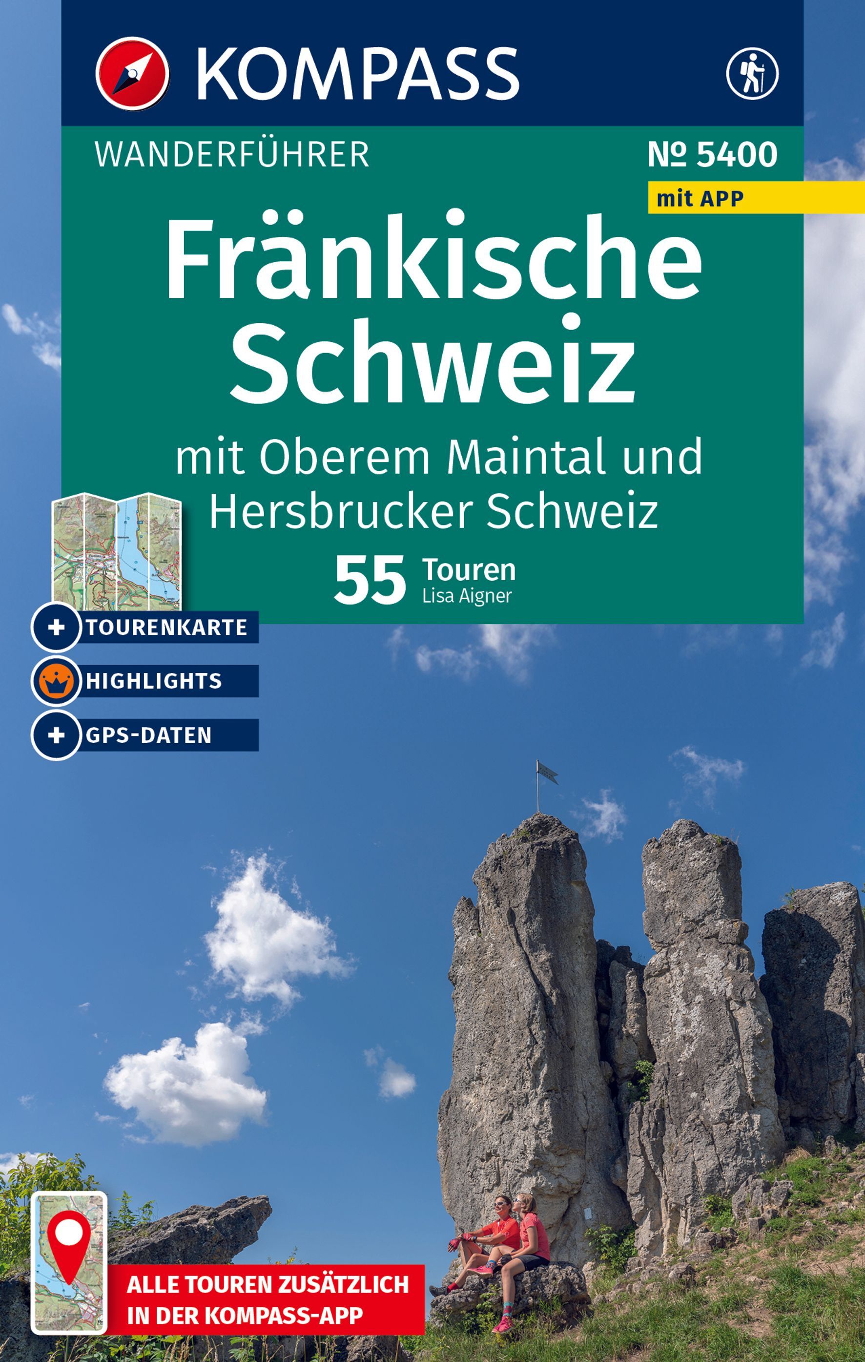 KOMPASS Wanderführer Fränkische Schweiz, 55 Touren Werbung, Plakat, Draußen, Person, Natur