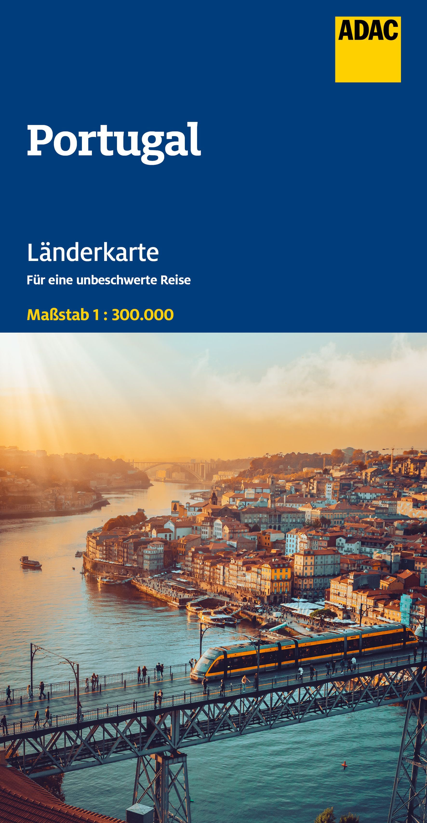 ADAC Länderkarte Portugal 1:300.000 Cover ADAC Länderkarte Portugal. Uferpromenade, Werbung, Stadt, Metropole, Plakat