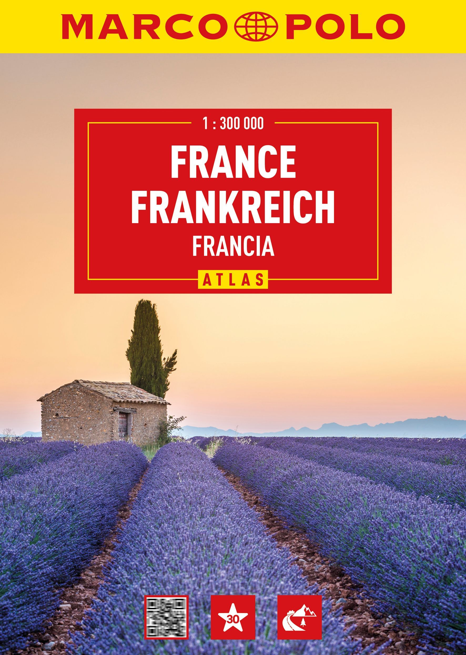 MARCO POLO Reiseatlas Frankreich 1:300.000 Blume, Pflanze, Lavendel, Landwirtschaft, QR Code,
