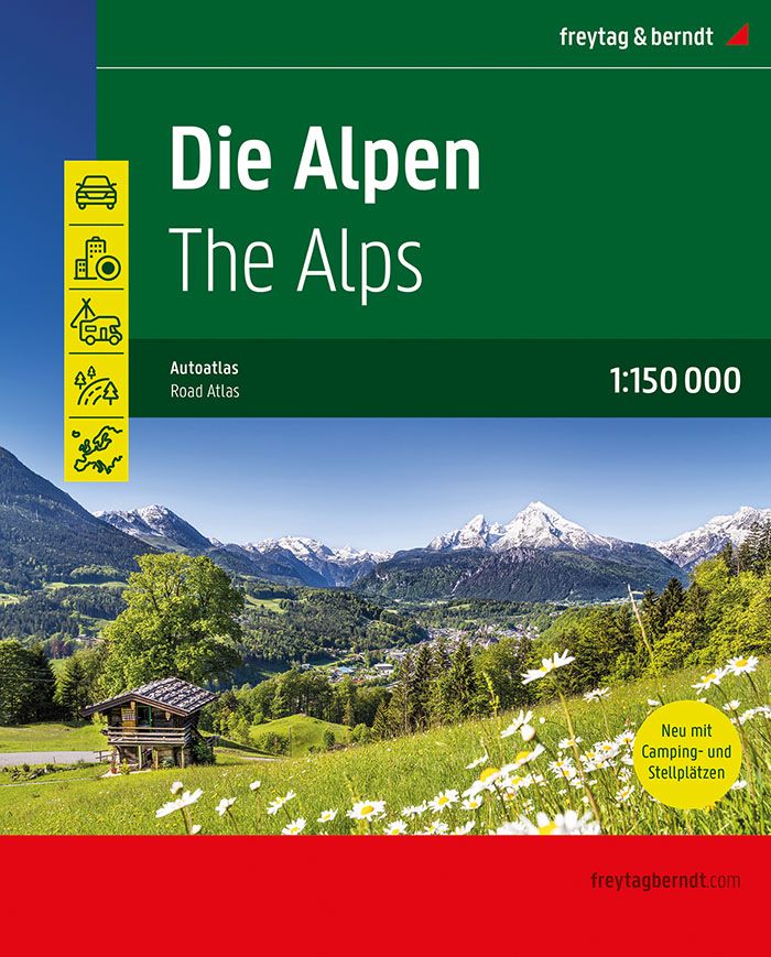 Die Alpen, Straßenatlas 1:150.000, freytag&berndt Werbung, Plakat, Draußen, Natur, Gras