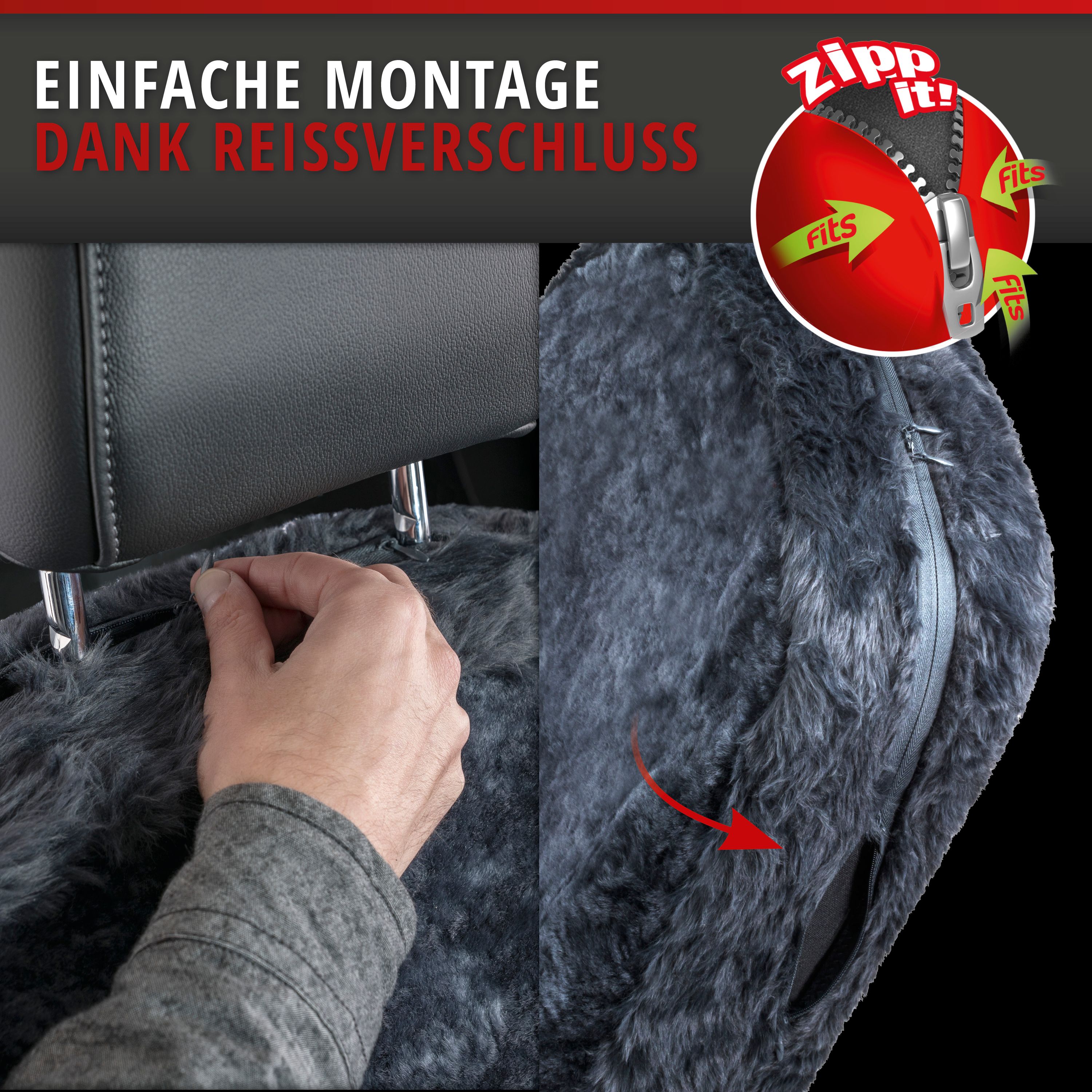 9001778200327_006 Autositzbezug Nineve anthrazit, Einfache Montage unterhalb der Kopfstütze