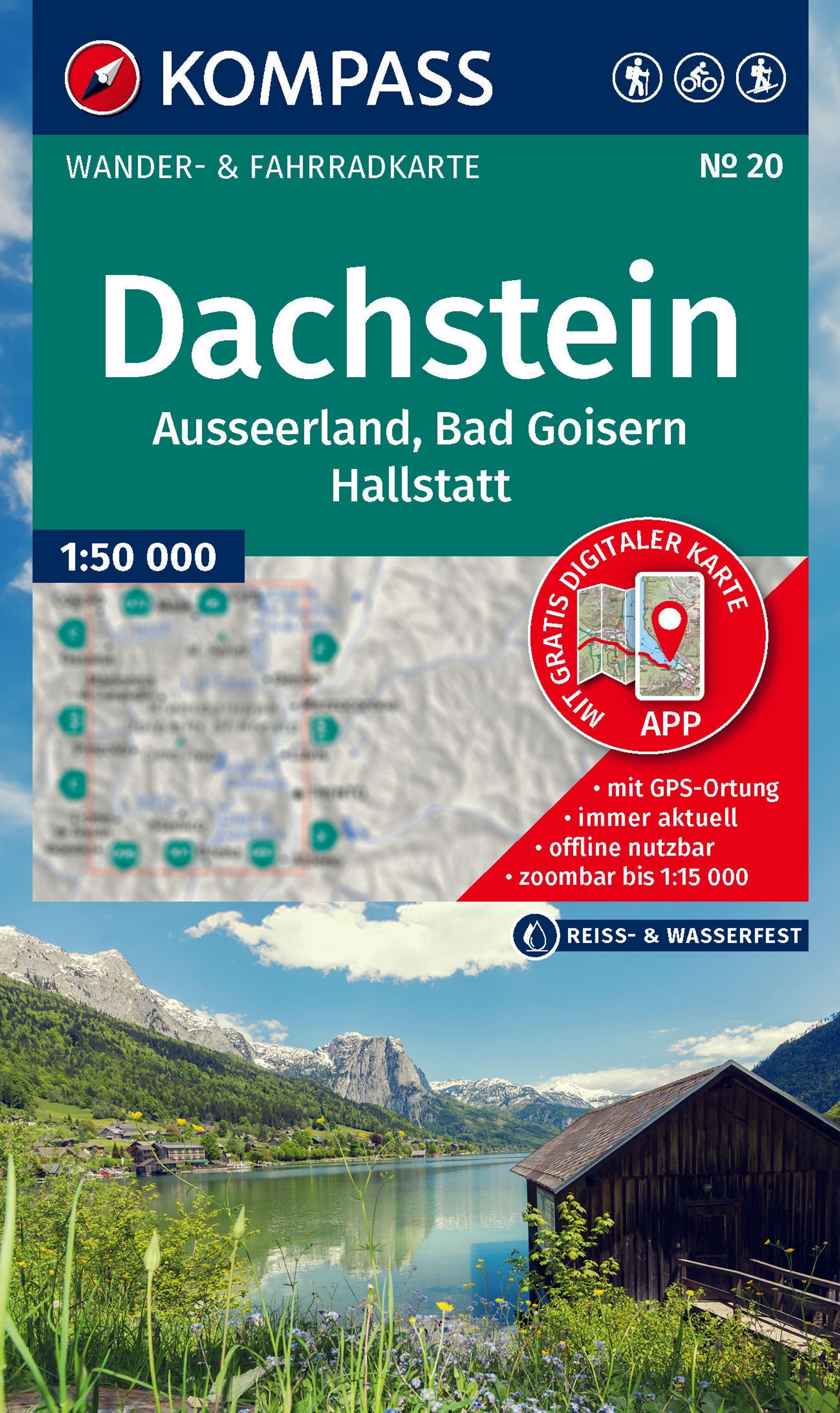 KOMPASS Wanderkarte 20 Dachstein, Ausseerland Werbung, Plakat, Draußen, Unterschlupf, Natur