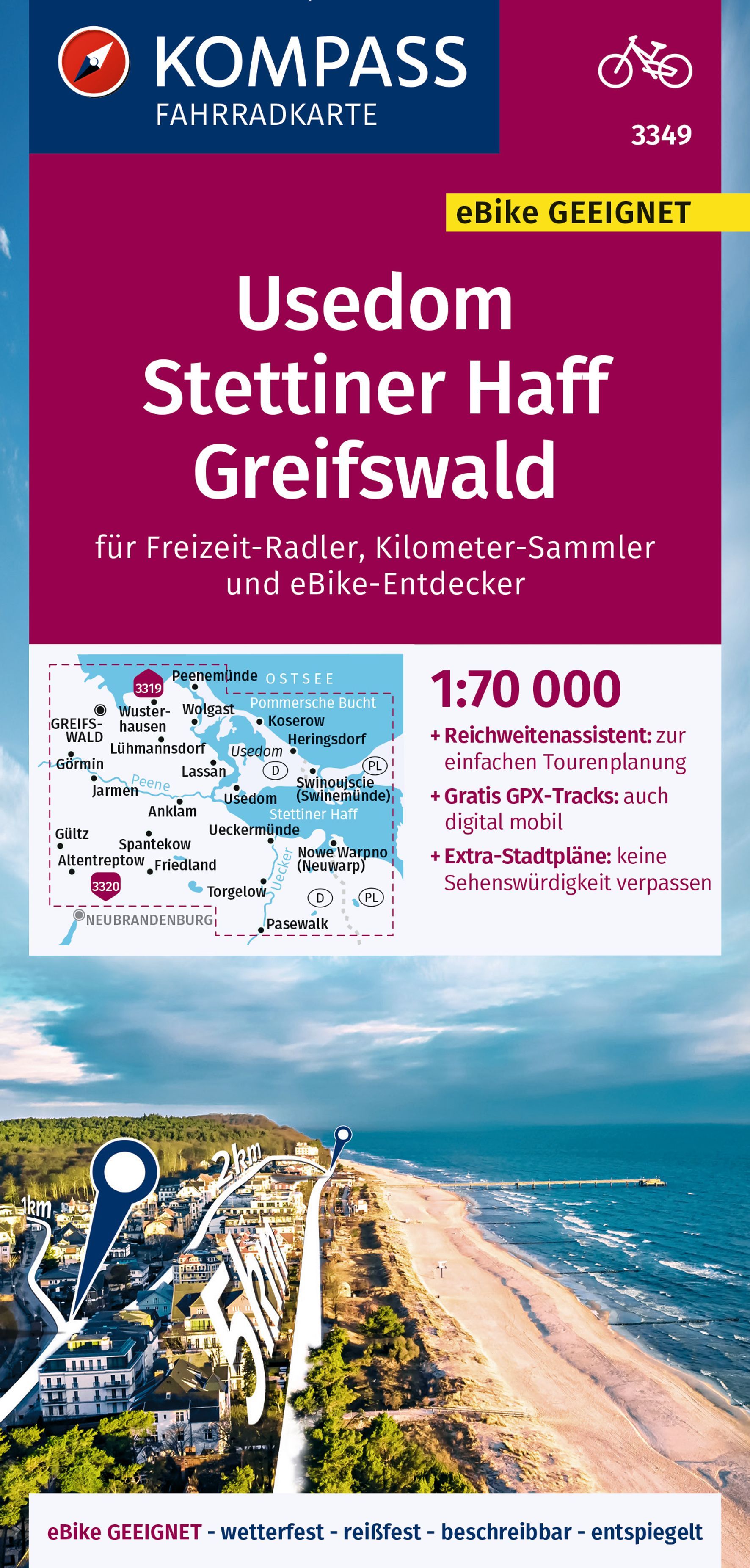9783991214434 Cover Kompass Fahrradkarte Usedom