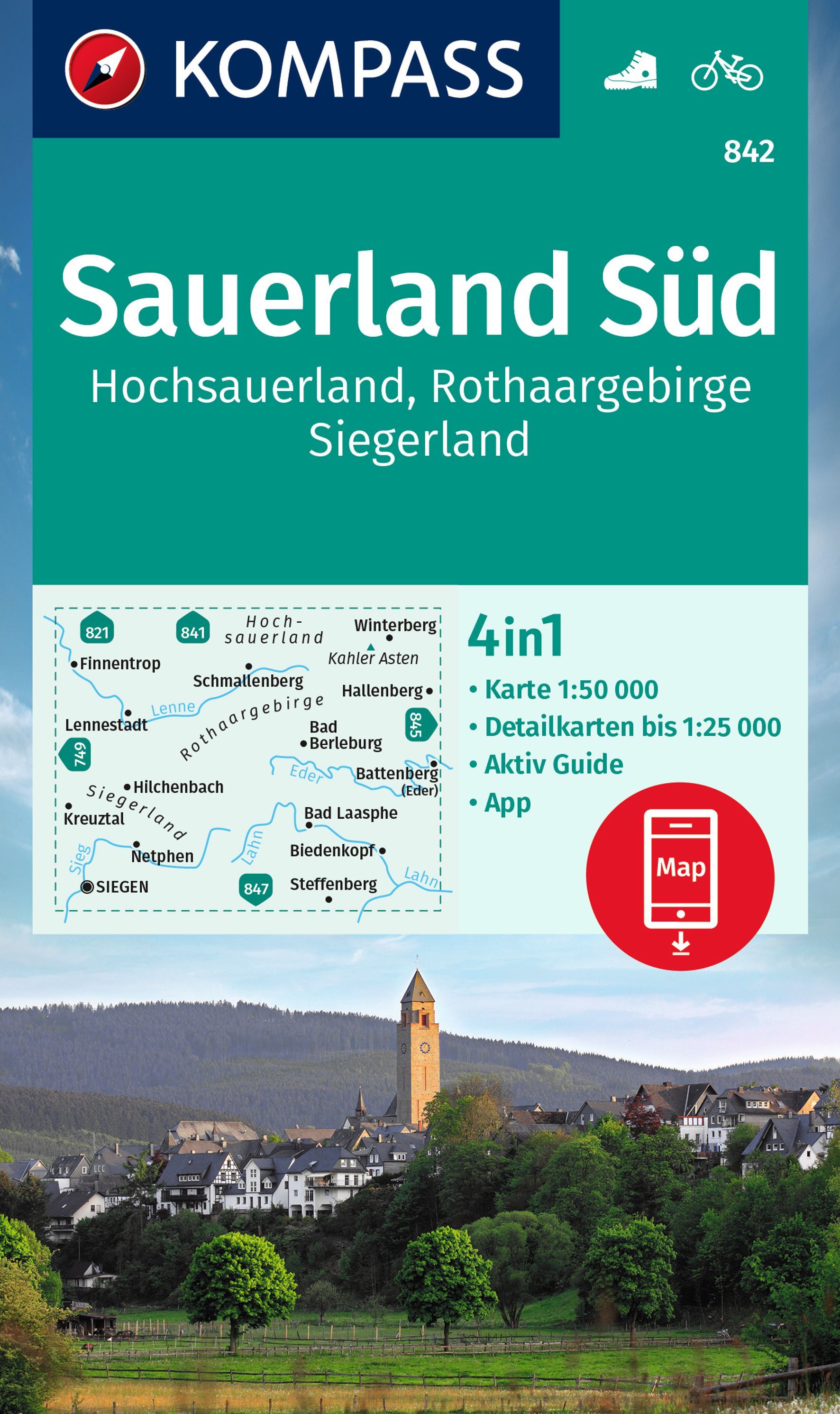 9783991214274 Cover Kompass Wanderkarte Sauerland Süd