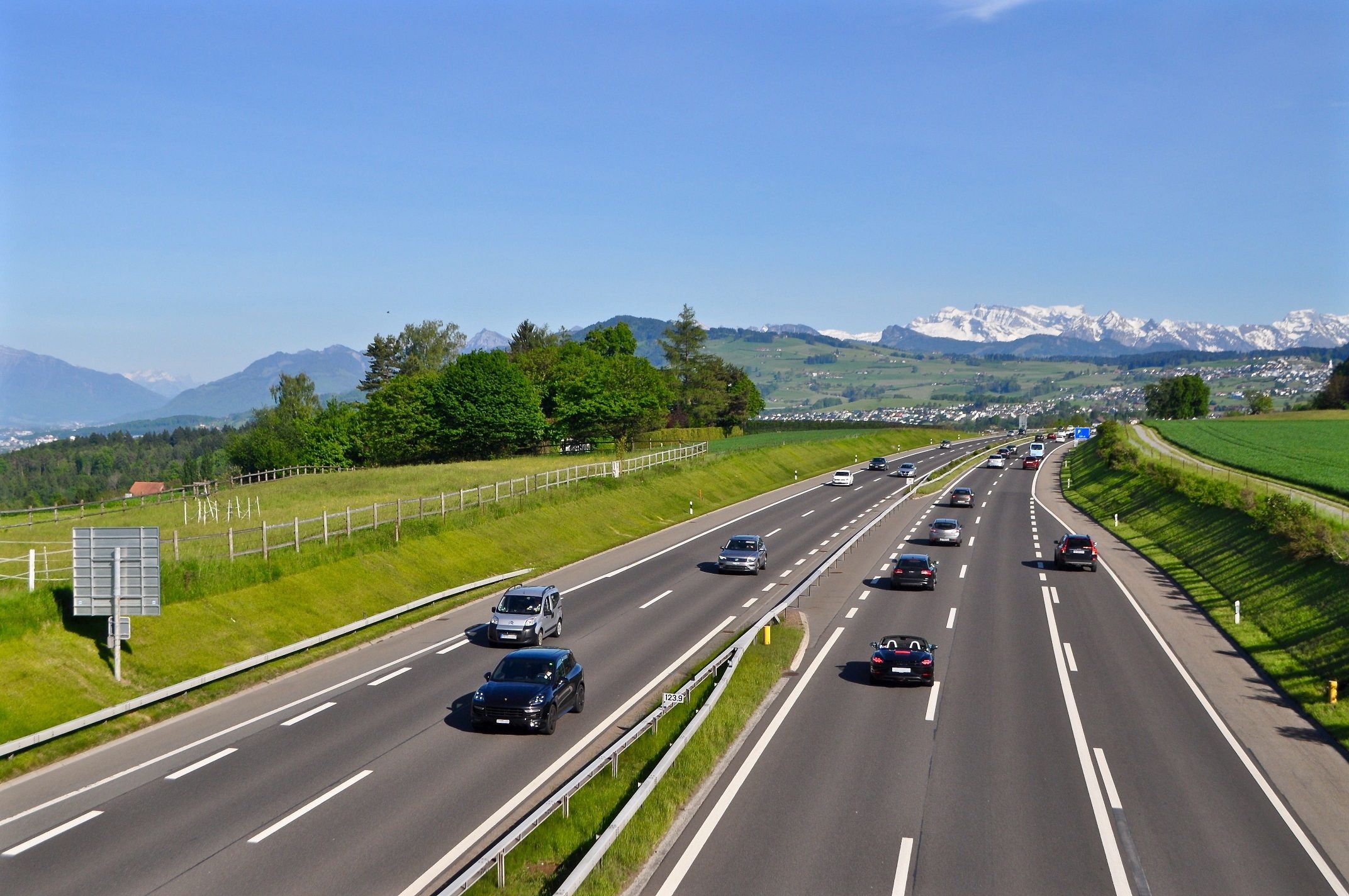 autobahn, highway, autos, landschaft, berge