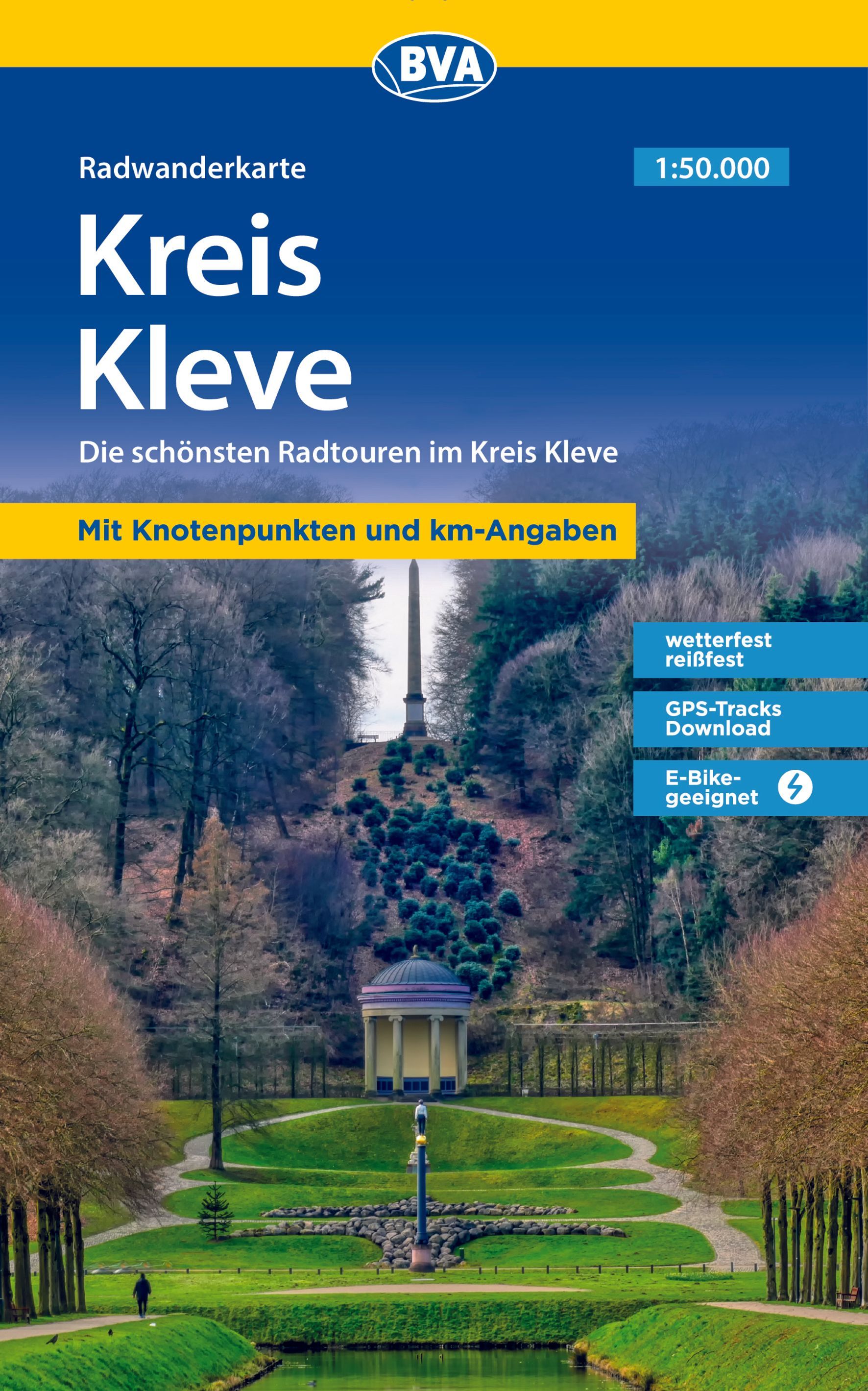 Radwanderkarte, Kreis Kleve, Radtouren, Knotenpunkte, km-Angaben
