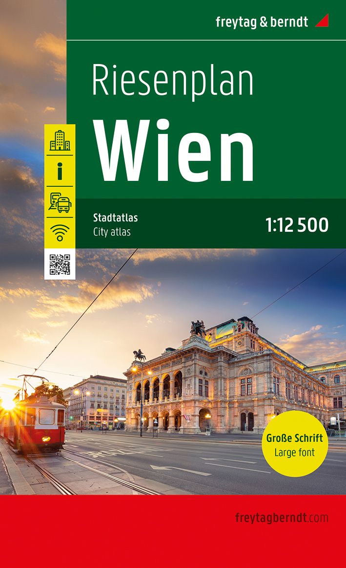 Wien, Riesenplan, Stadtplan 1:12.500, f&b Werbung, Plakat, Gebäude, Veröffentlichung, QR Code