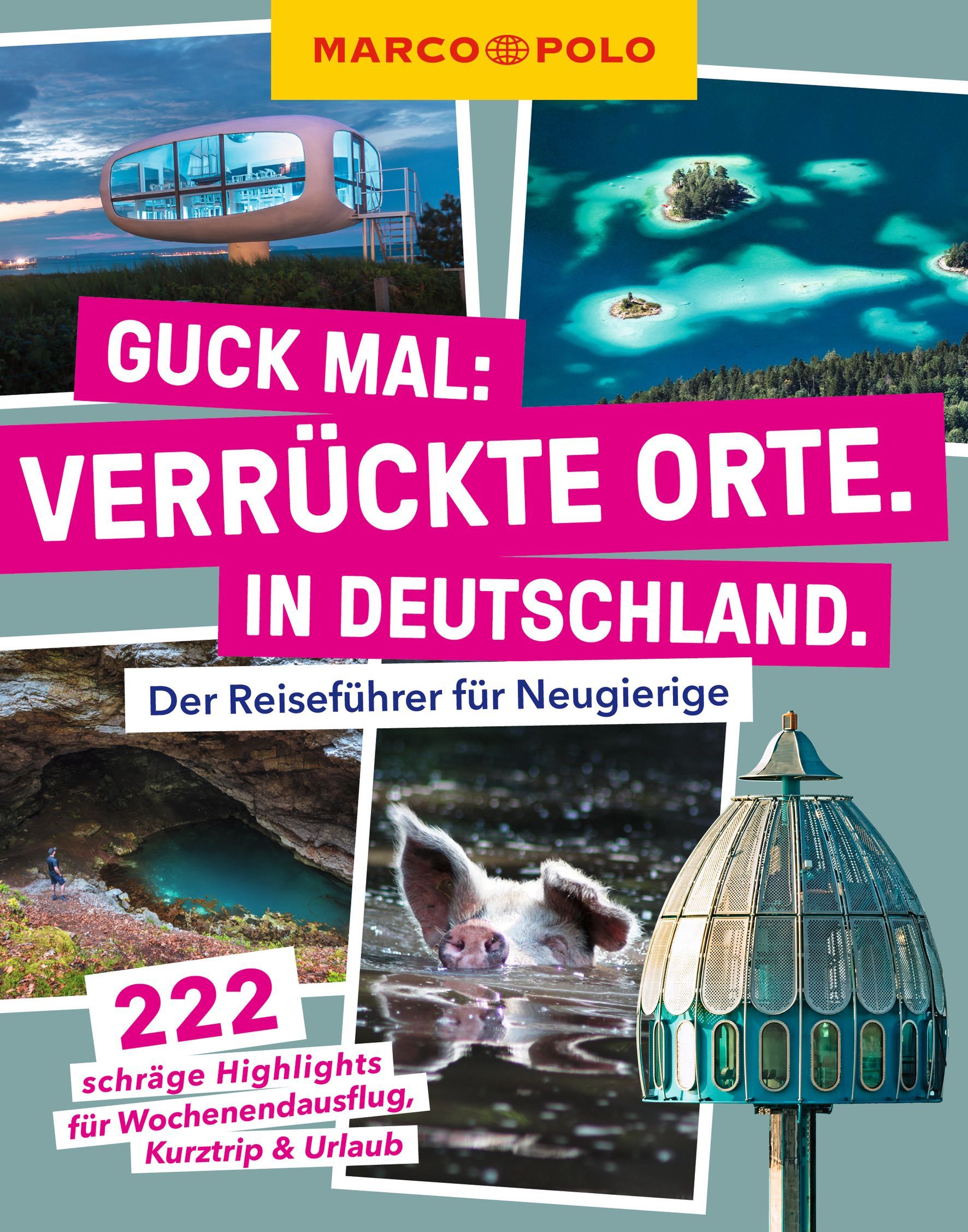 MARCO POLO Guck mal: Verrückte Orte in Deutschland Werbung, Plakat, Säugetier, Schwein, Person