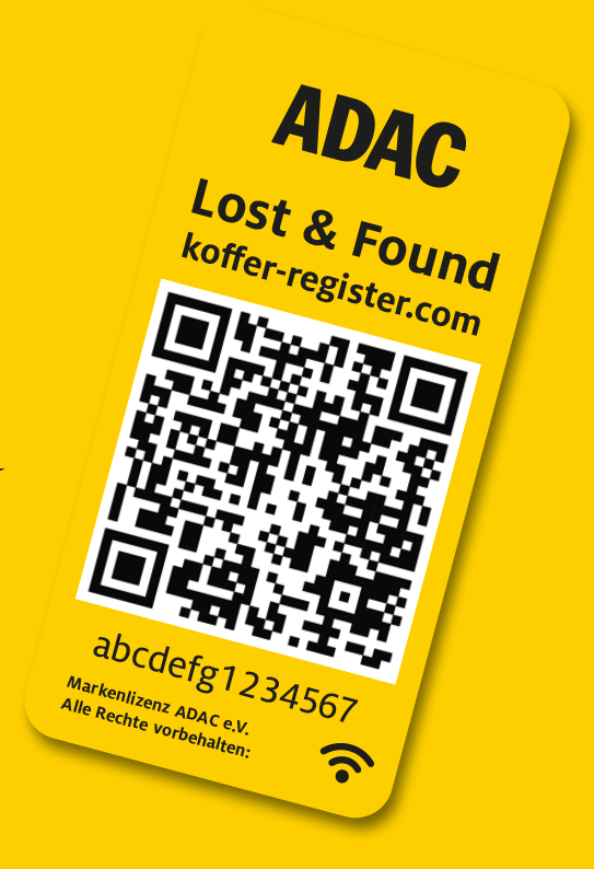 gespaeckschutz ADAC Gepäckschutz Aufkleber auf gelben Hintergrund