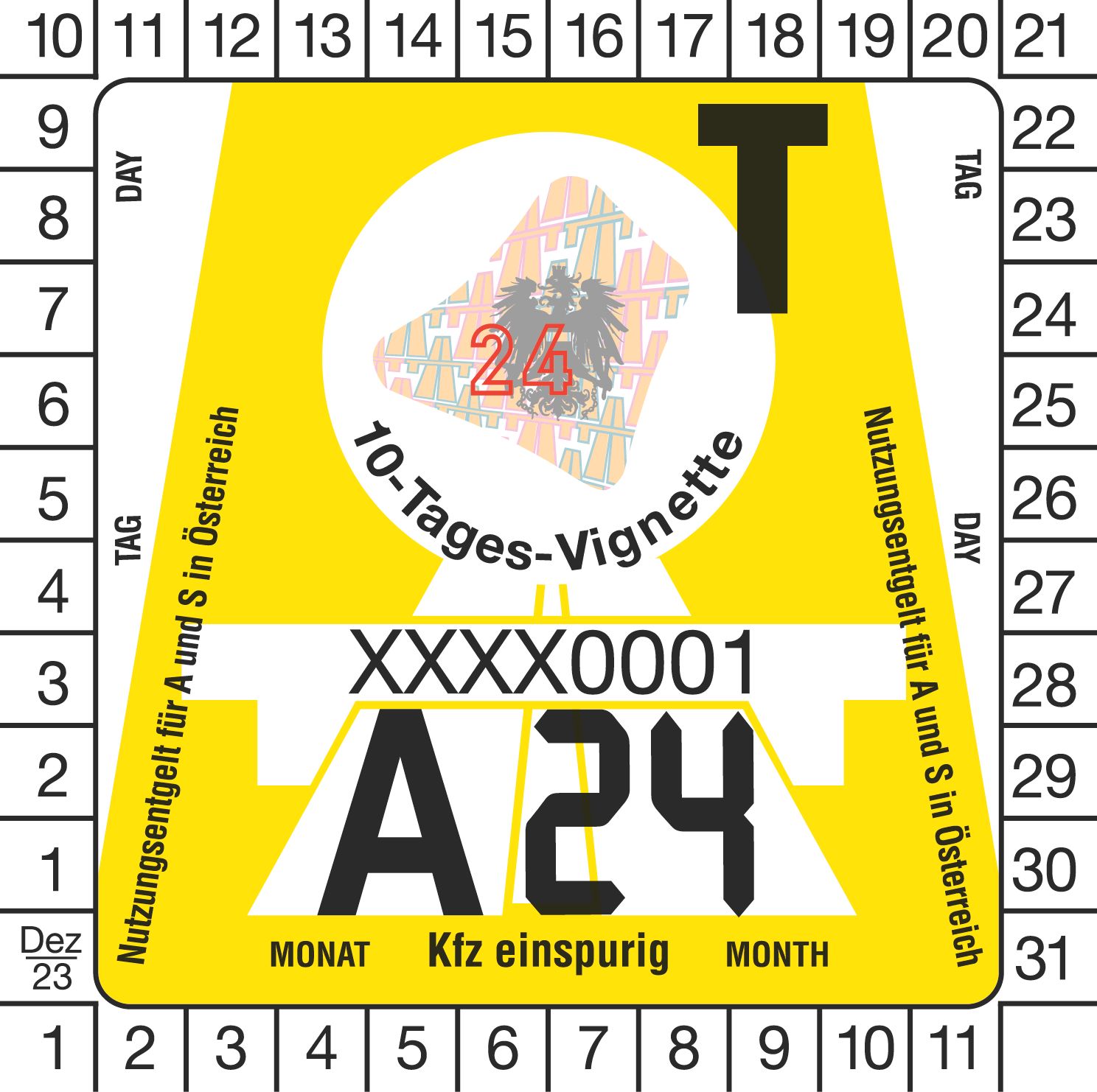 Österreich Vignette Motorrad - 10 Tage