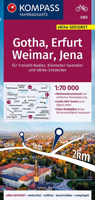 9783991211518 Cover Kompass Fahrradkarte Gotha, Erfurt, Weimar, Jena