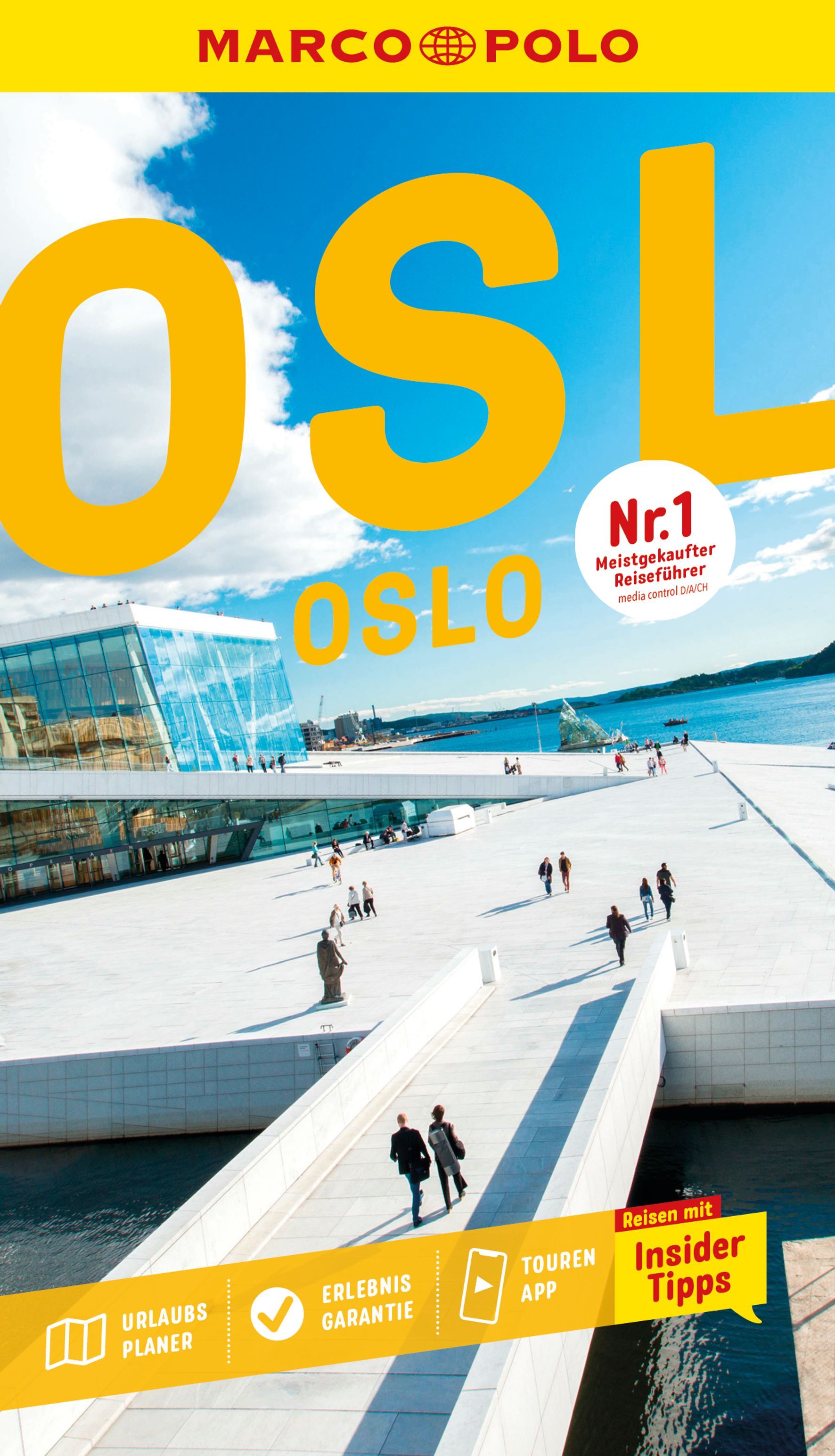 MARCO POLO Reiseführer Oslo Wasser, Uferpromenade, Werbung, Plakat, Person