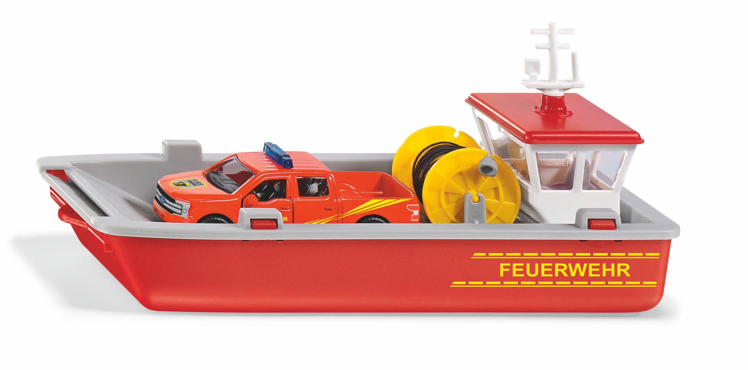 Siku Feuerwehr Arbeitsboot Boot, Auto, Feuerwehr, Rot, Gelb
