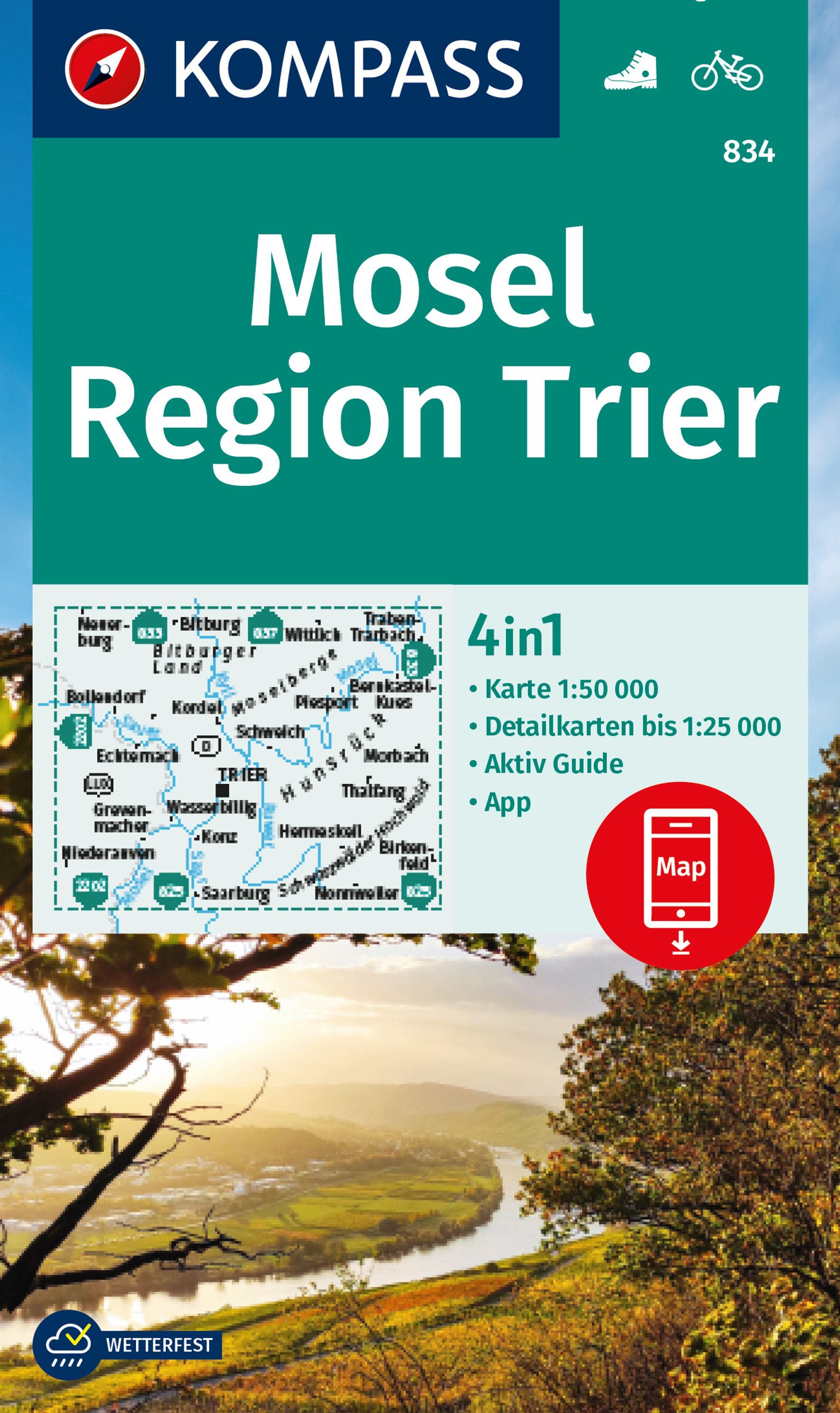 9783991214526 Cover Kompass Wanderkarte Mosel Region, Trier