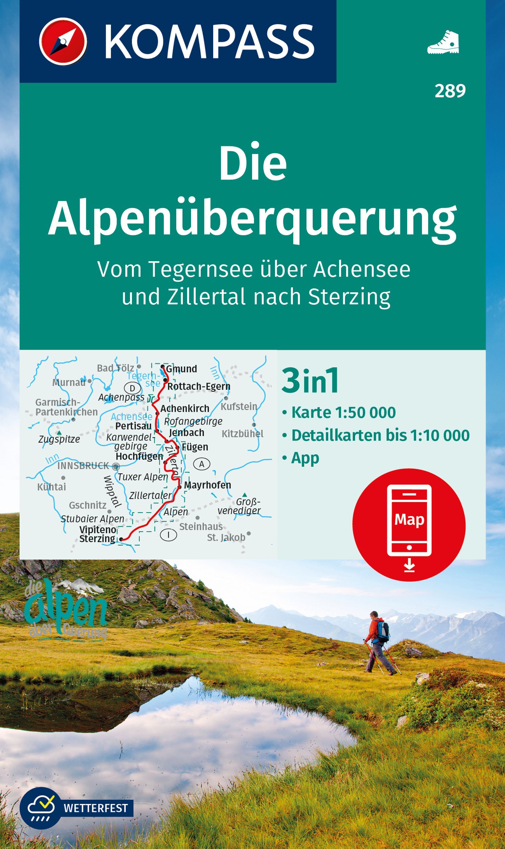 9783991219552 Cover Kompass Wanderkarte Die Alpenüberquerung