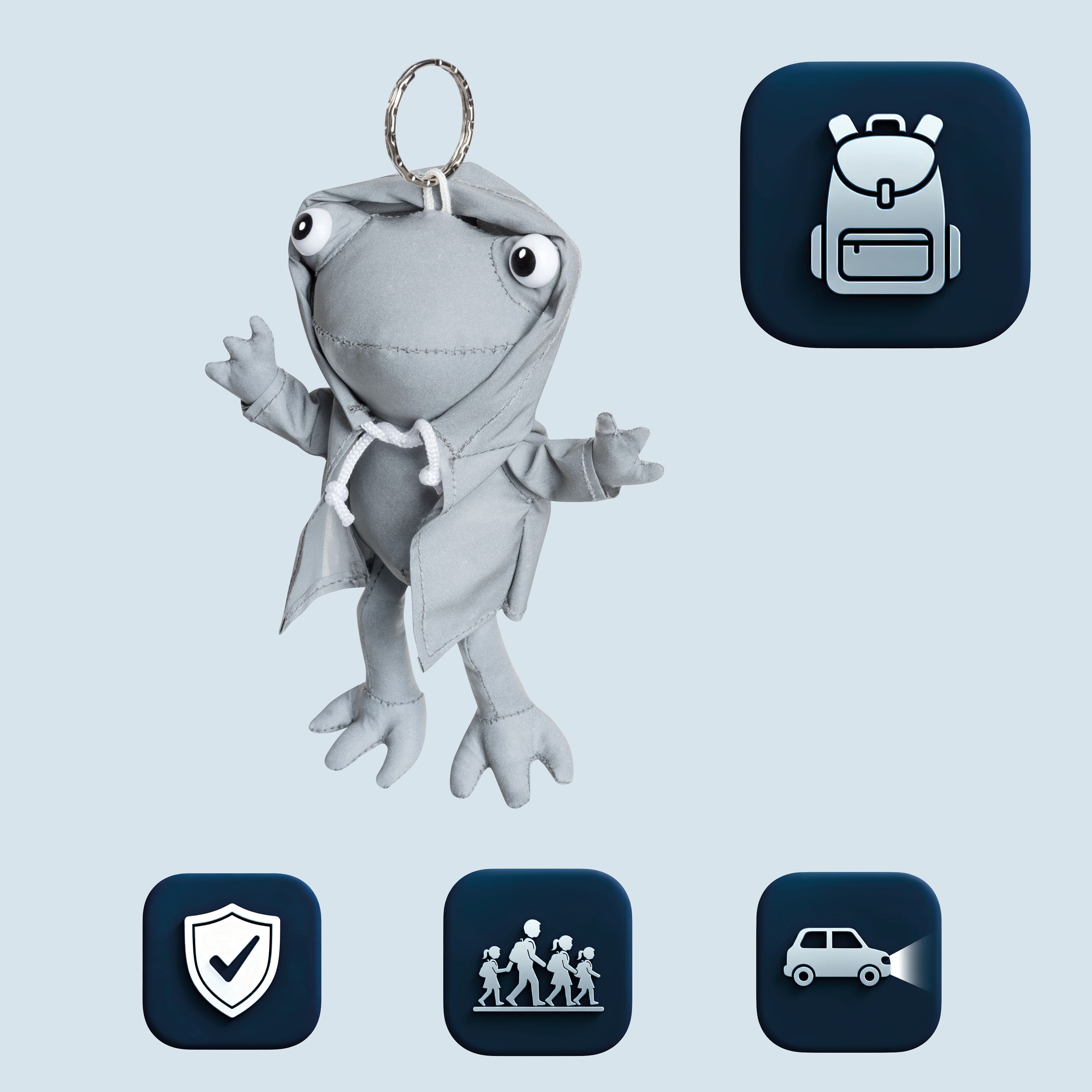 Schlüsselanhänger, Kermit-Plüsch, Hoodie, Grau, Weiches Spielzeug