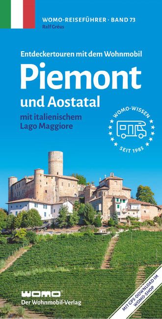Mit dem Wohnmobil Piemont und Aostatal Werbung, Plakat, Gebäude, Schloss, Festung