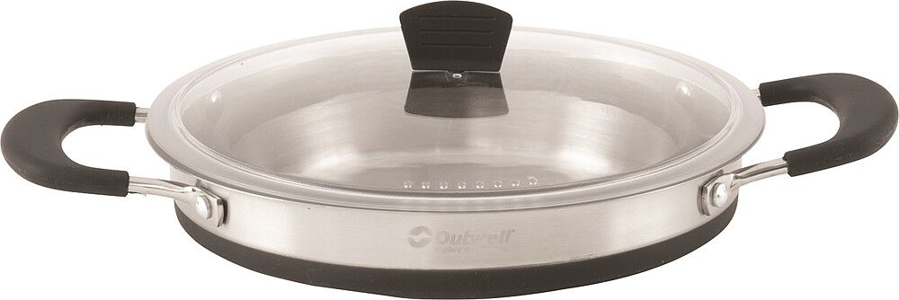 faltbarer Kochtopf schwarz und Edelstahl mit Deckel aus Glas 