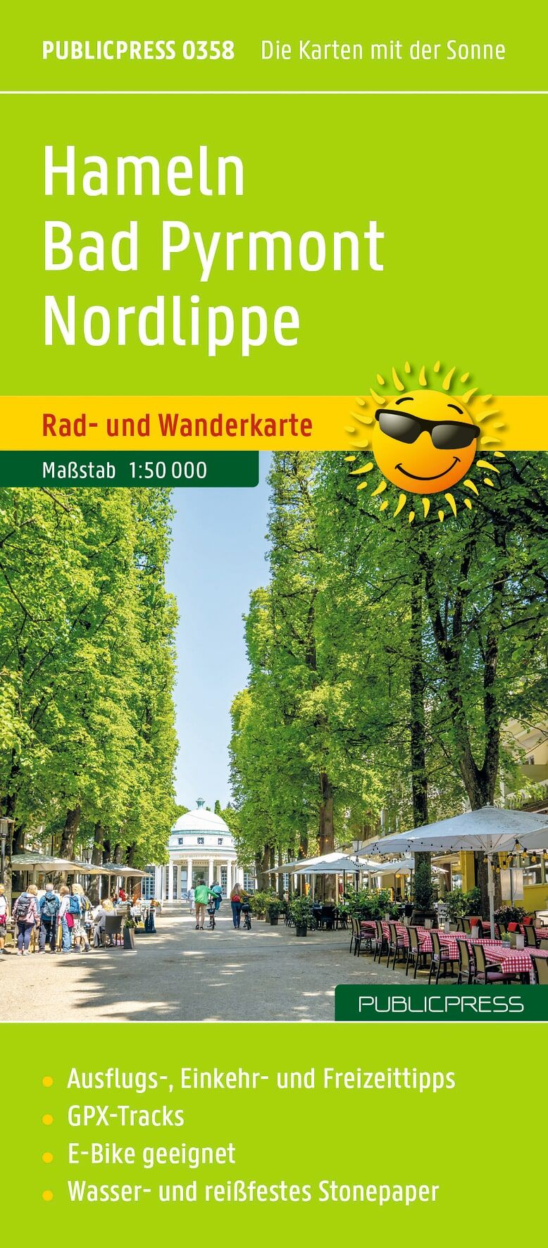 Radwanderkarte, Wanderkarte, Papierkarte, Maßstab 1:50.000, wasserfestes Stonepaper