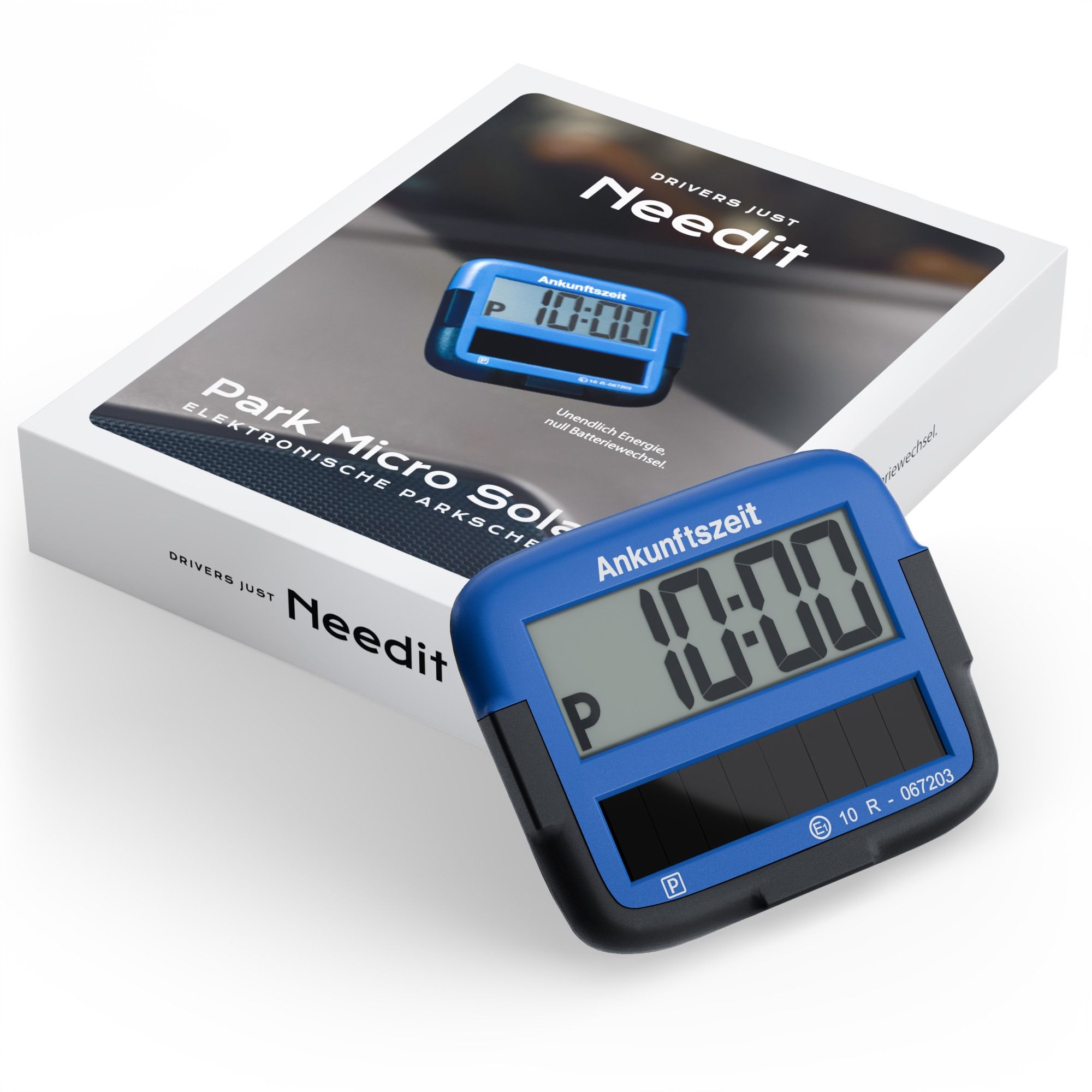 Parkscheibe Blau mit Schwarzen Rand an Karton angelehnt