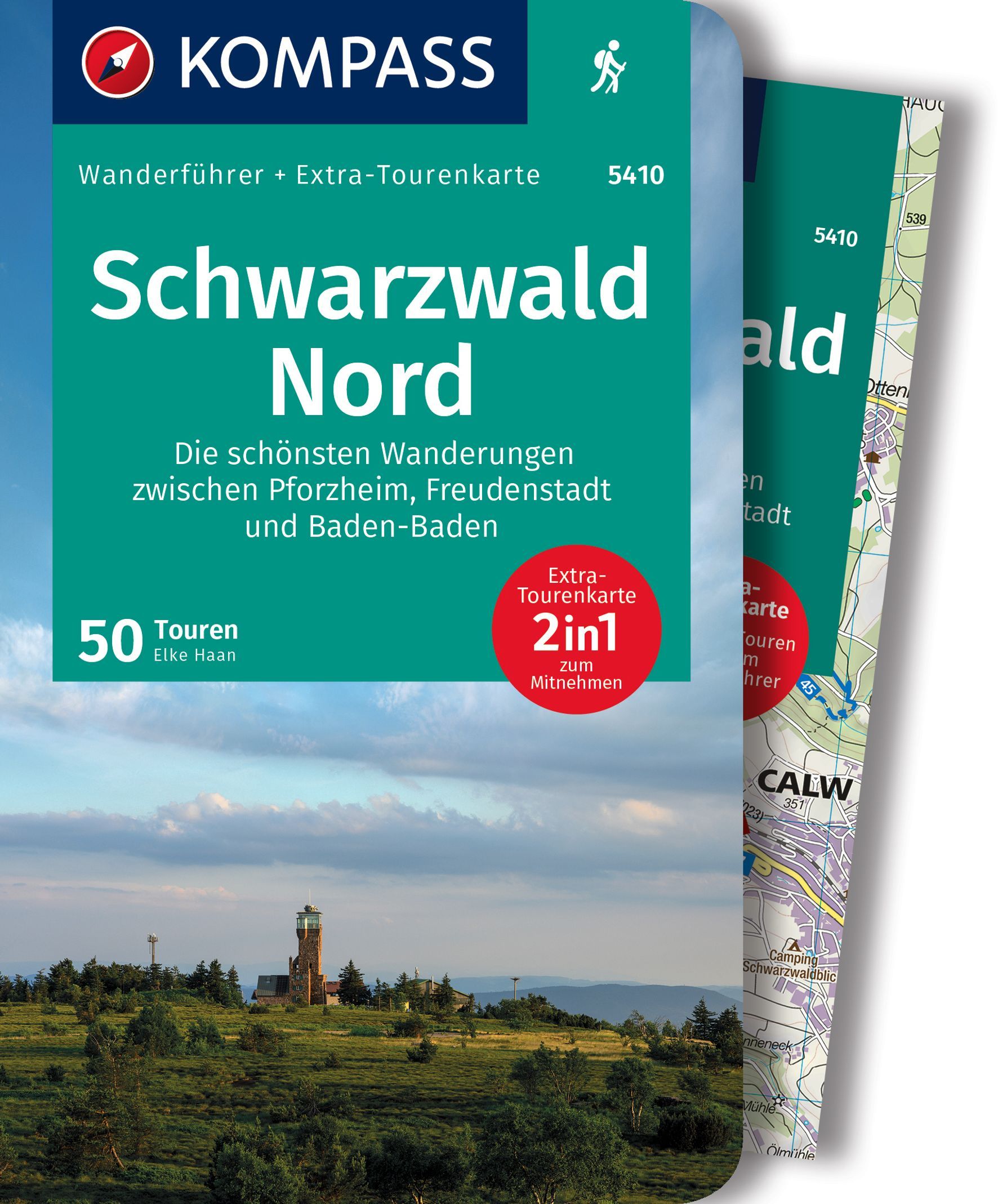 9783991216711 KOMPASS Wanderführer Schwarzwald Nord, Cover Wald mit Turm im Hintergrund