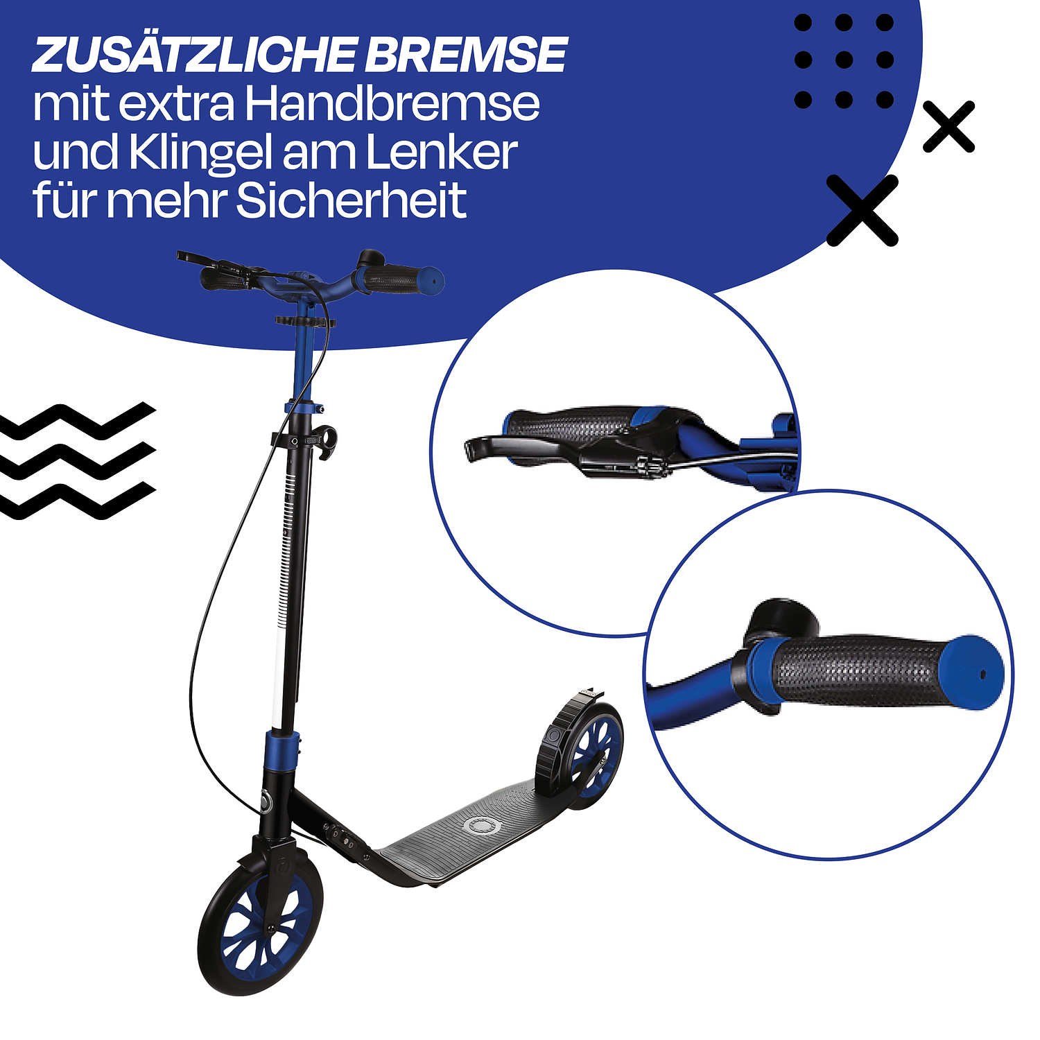 Tretroller, Scooter, Kohlefahig, Lenkergriffe, Bremshebel