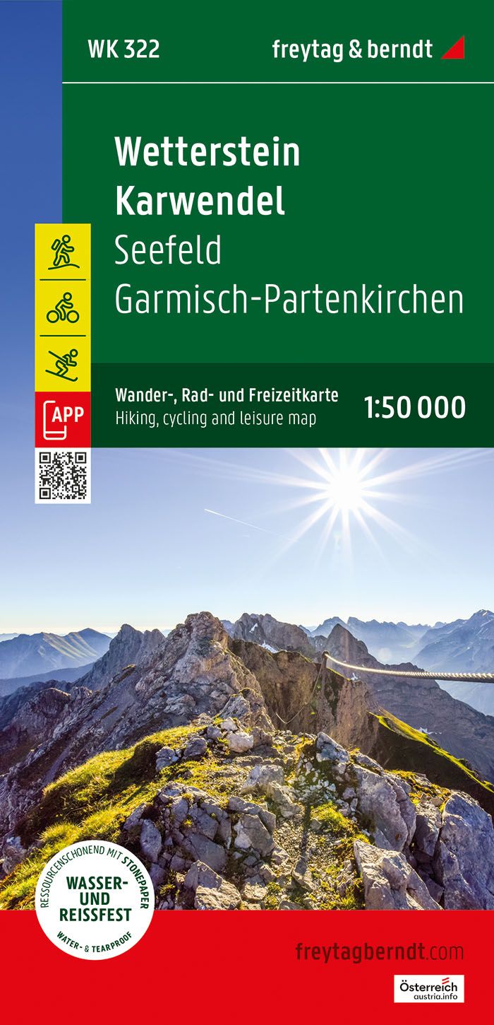 Wetterstein - Karwendel, Wander- und Radkarte, f&b Werbung, Plakat, Natur, Draußen, Gipfel,