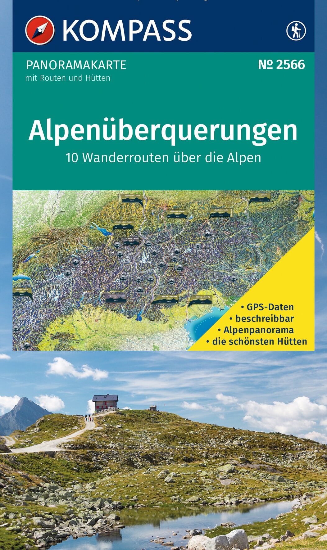 Panoramakarte, Alpen, Wanderwege, Hütten, GPS-Daten
