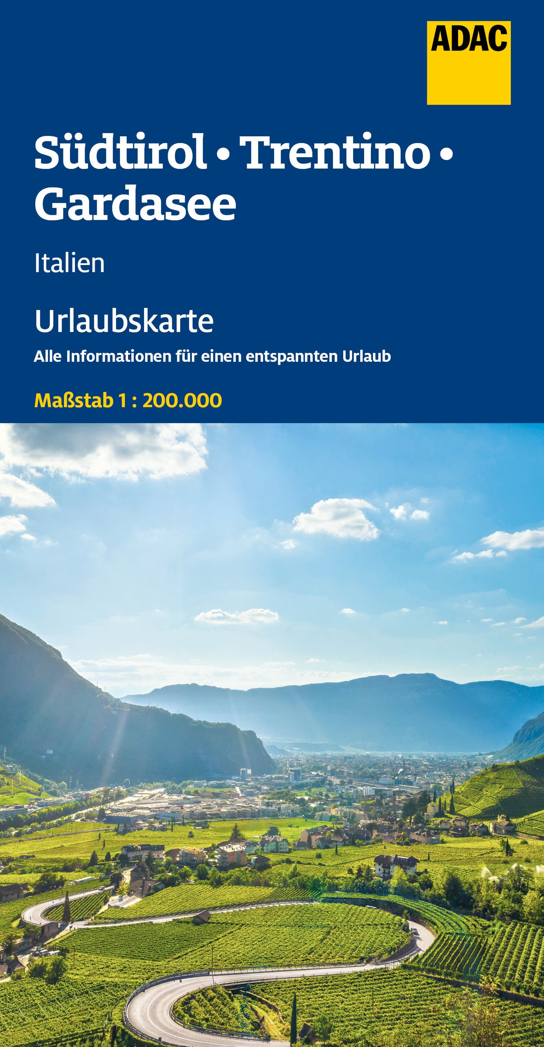 ADAC Urlaubskarte Südtirol, Trentino, Gardasee Werbung, Draußen, Plakat, Natur, Landschaft
