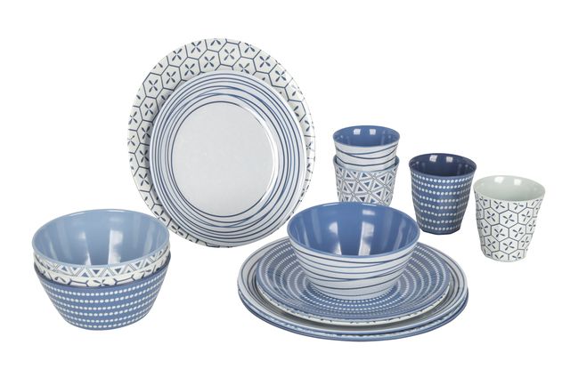 Bo-Camp Geschirrset Mix and Match 16-tlg. Porzellan, Töpferei, Mahlzeit, Schüssel, Untertasse