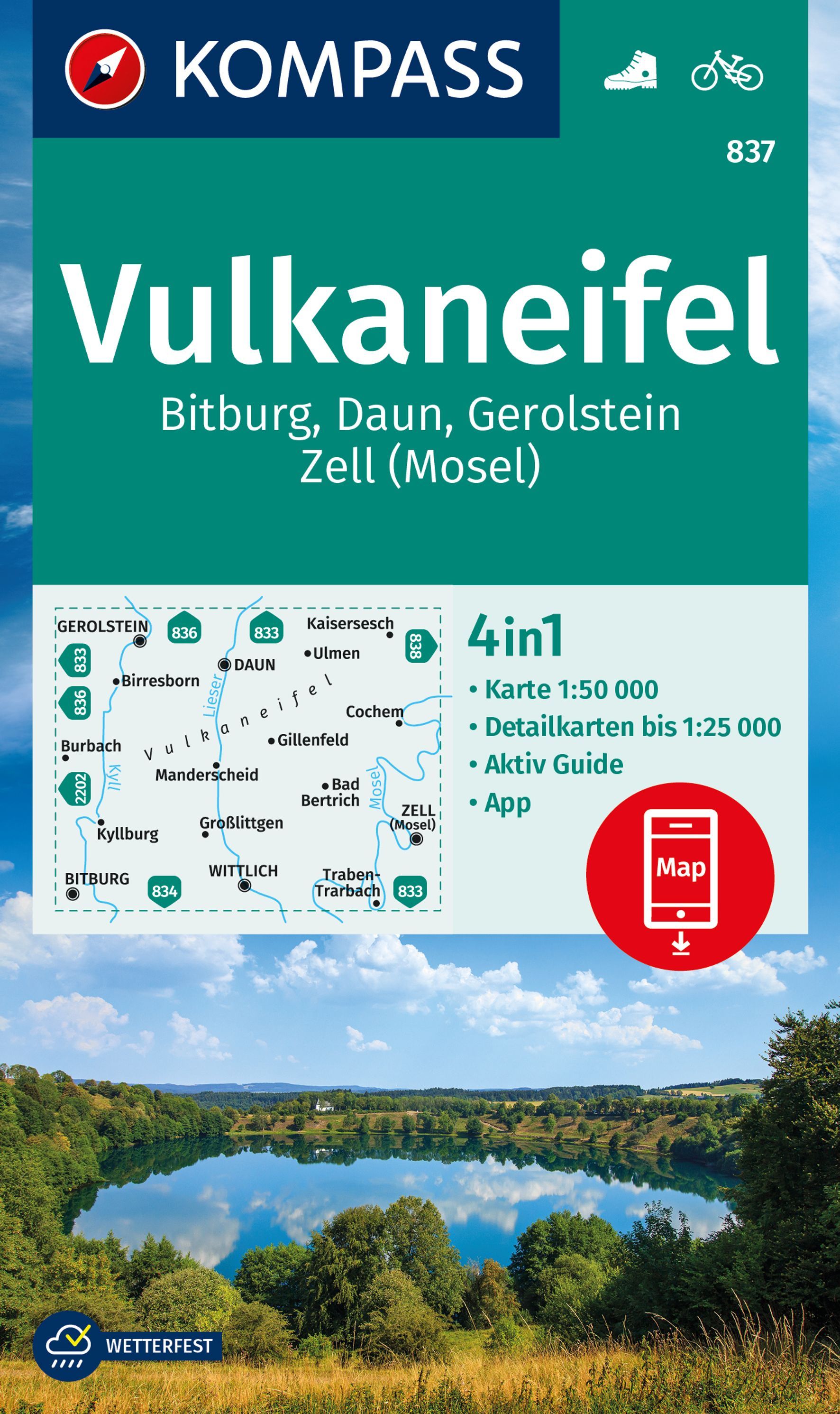 9783991213888 Cover Kompass Wanderkarte Vulkaneifel