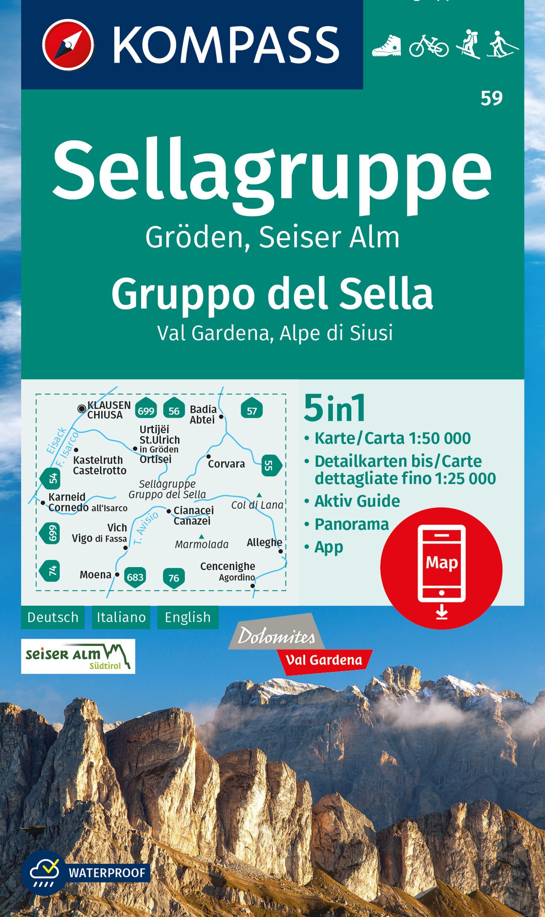 9783991218661 Cover Kompass Wanderkarte Sellagruppe