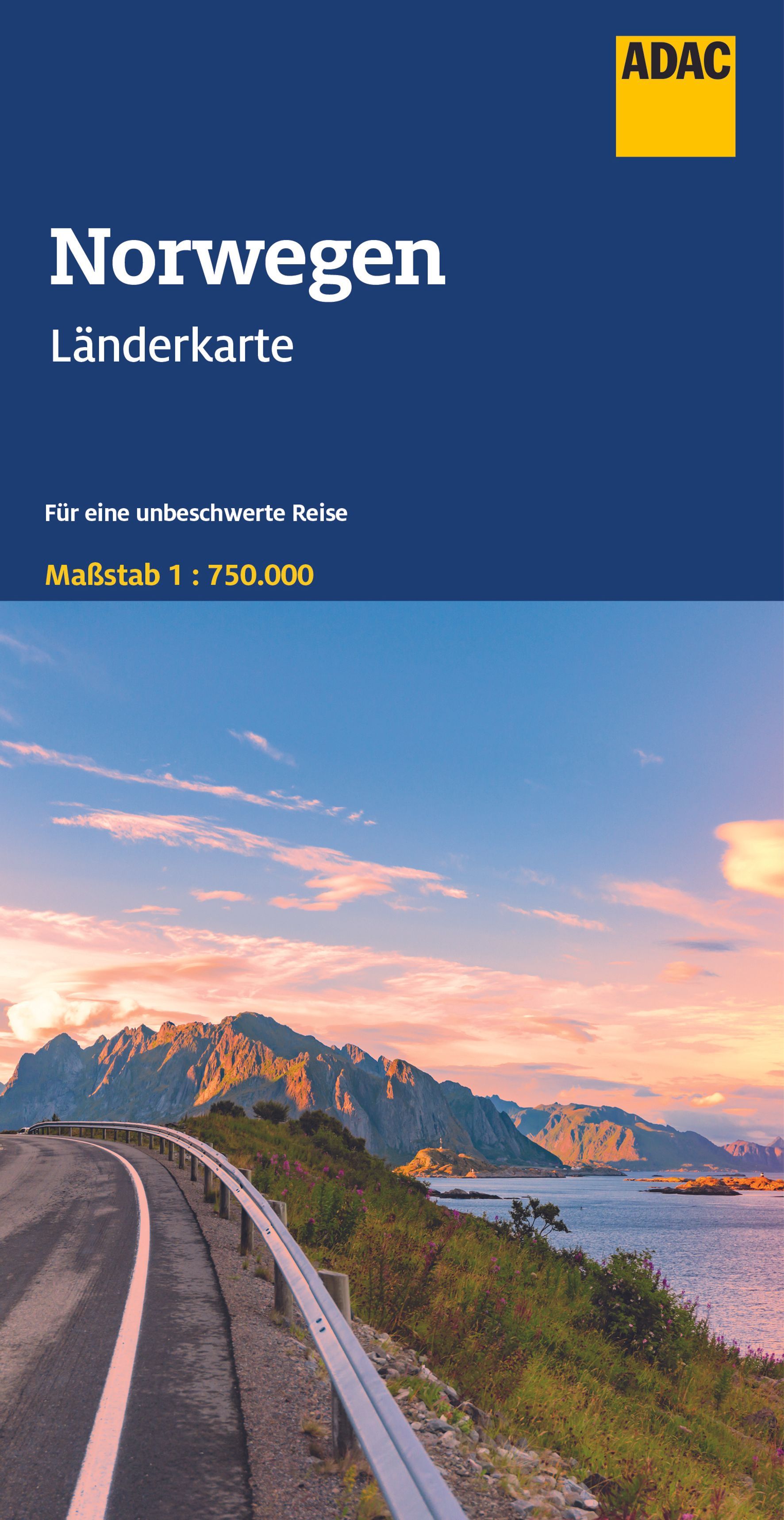 ADAC Länderkarte Norwegen 1:750 000 Straße, Autobahn, Werbung, Szenerie,