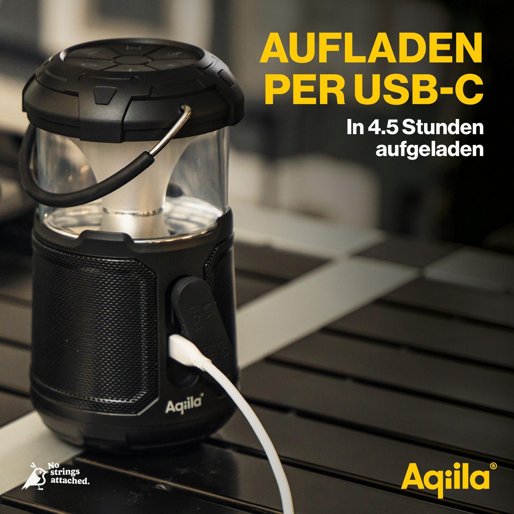 Taschenlampe, USB-C, Akku, Kompakt, Schwarz