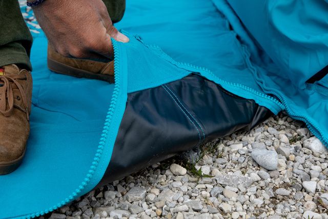 Nahaufnahme Rückseite Stranddecke