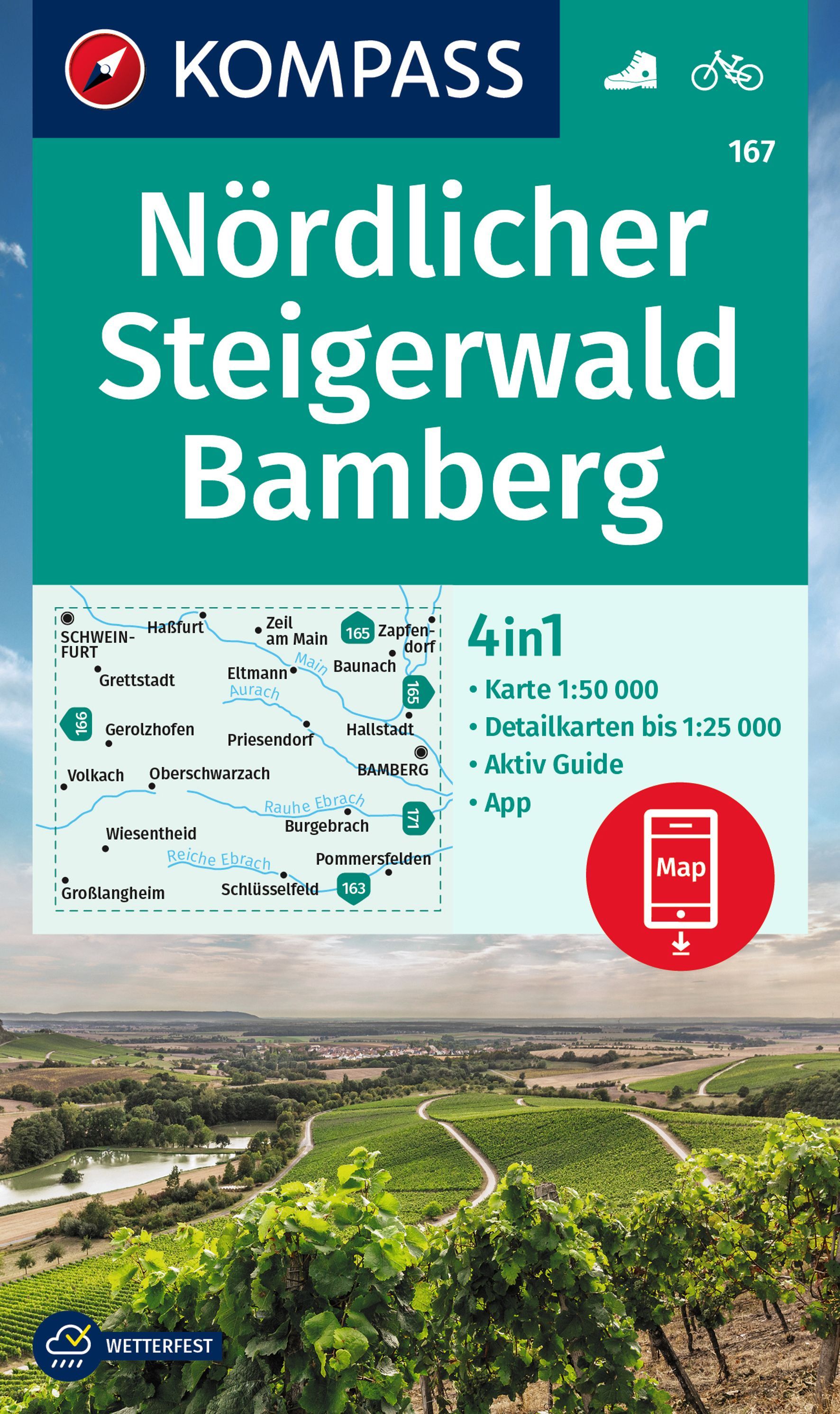 9783991215134 Cover Kompass Wanderkarte Nördlicher Steigerwald Bamberg